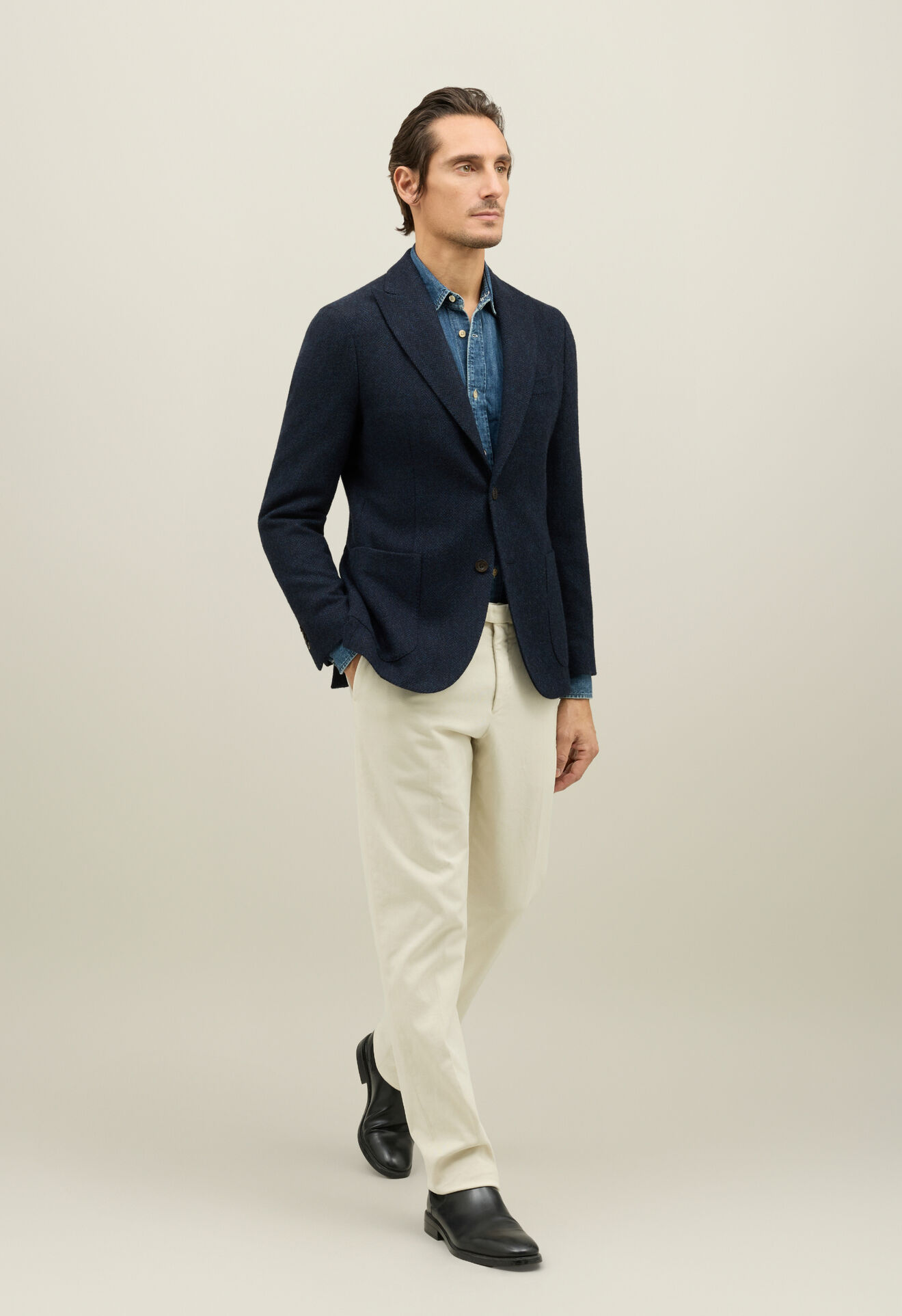 Boglioli Shetland Wool K-Jacket Blue N6302EFA005200150R0785