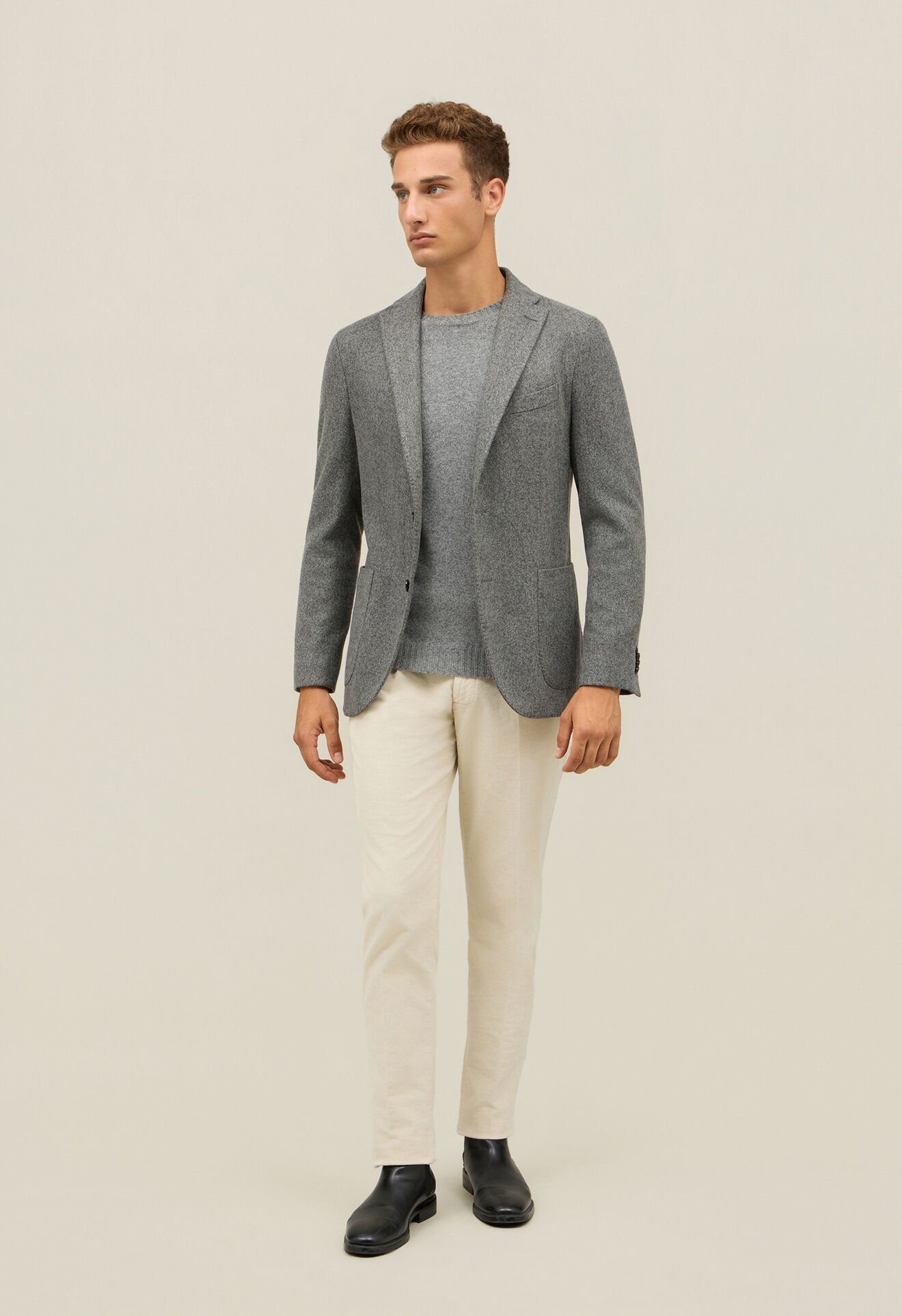 Boglioli Garment Dyed Wool Herringbone K-Jacket Grey N1302JFB340100150R0532