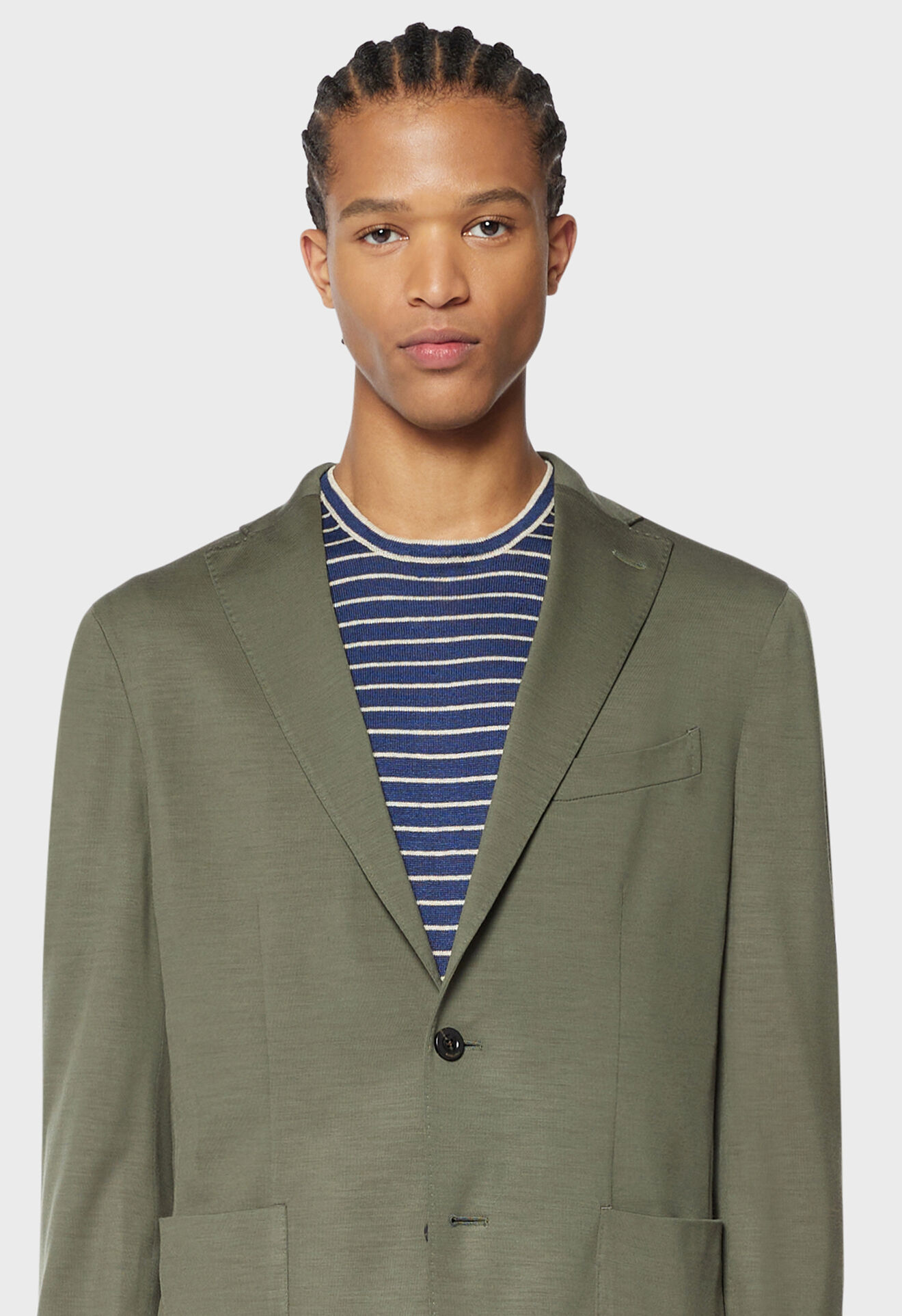 Green 100 virgin wool jersey KJacket in Green Luxury Italian Jackets