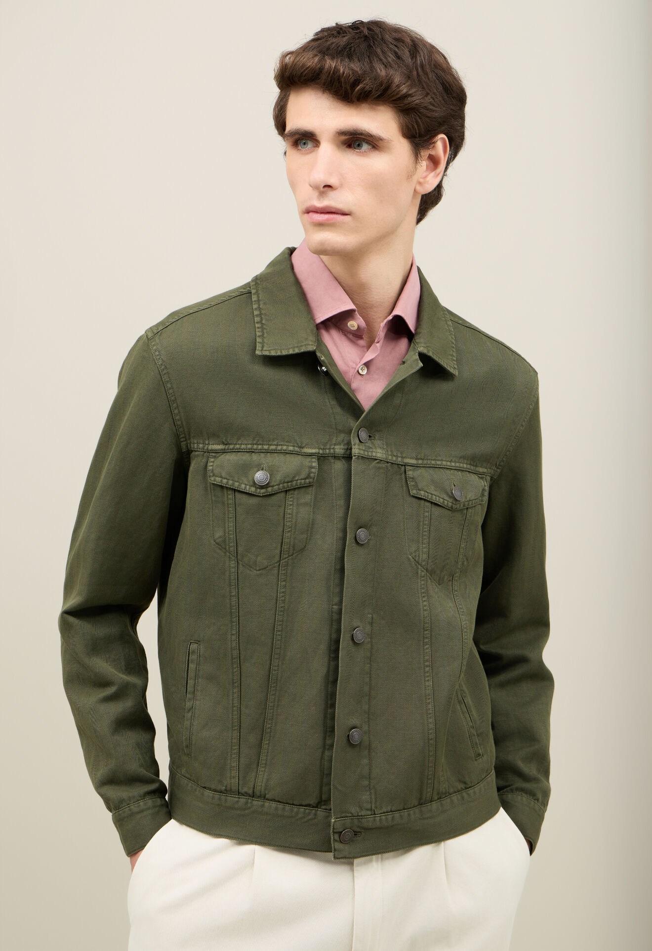 Boglioli Garment Dyed Cotton Biker Jacket White OG232QSA0854001320565