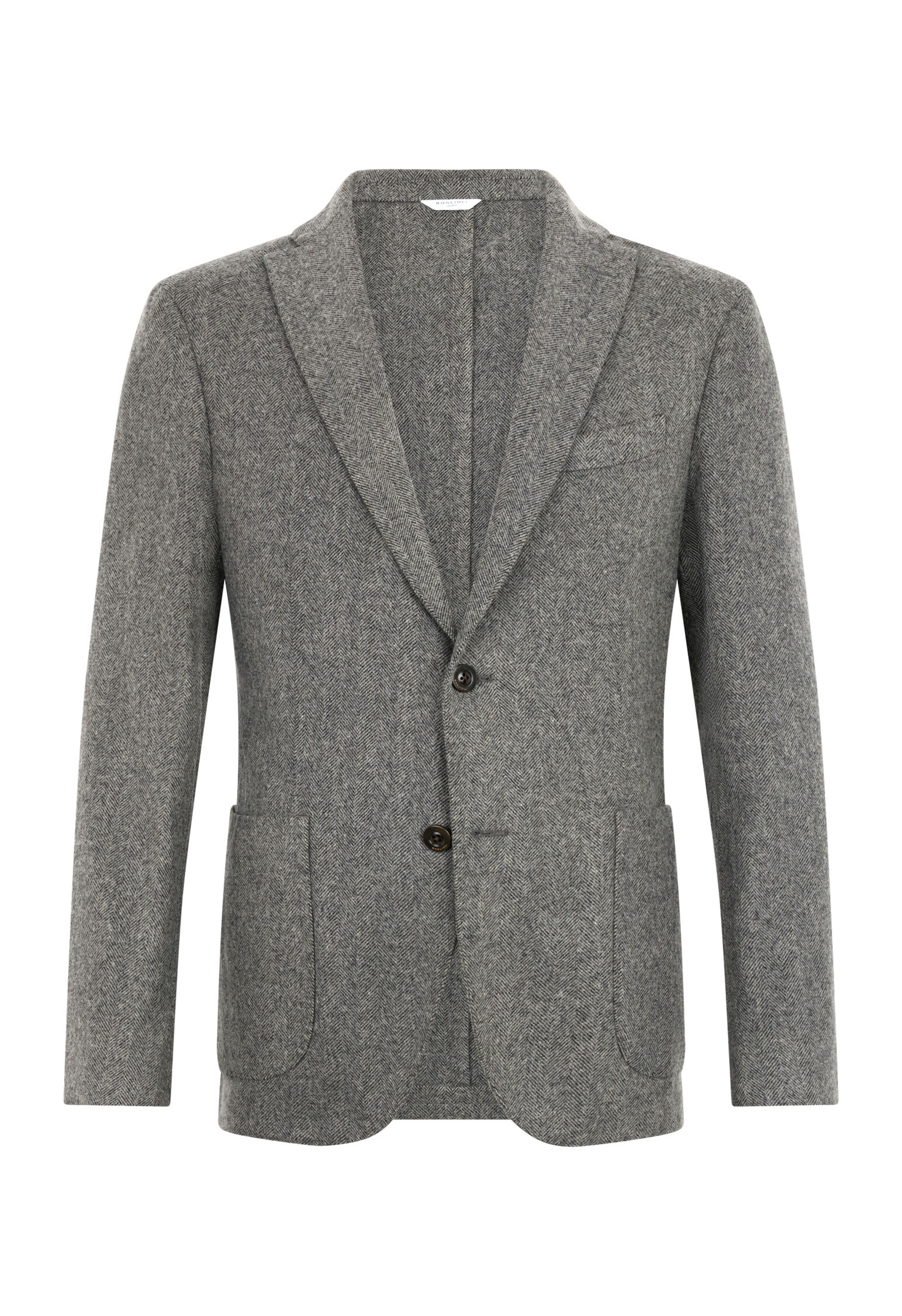 Garment Dyed Wool Herringbone K-Jacket in Grey: Luxury Italian