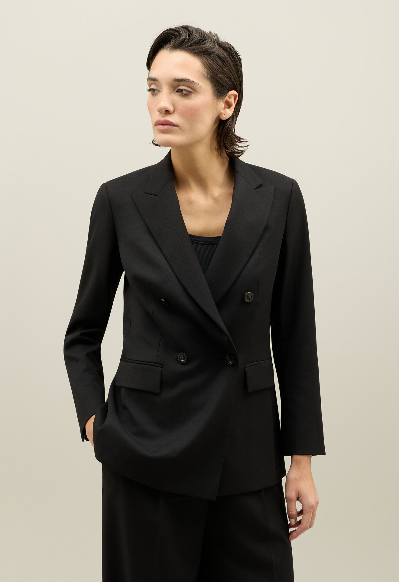 Boglioli Stretch gabardine Bianca Blazer Black ZD0340FB4938002D60990