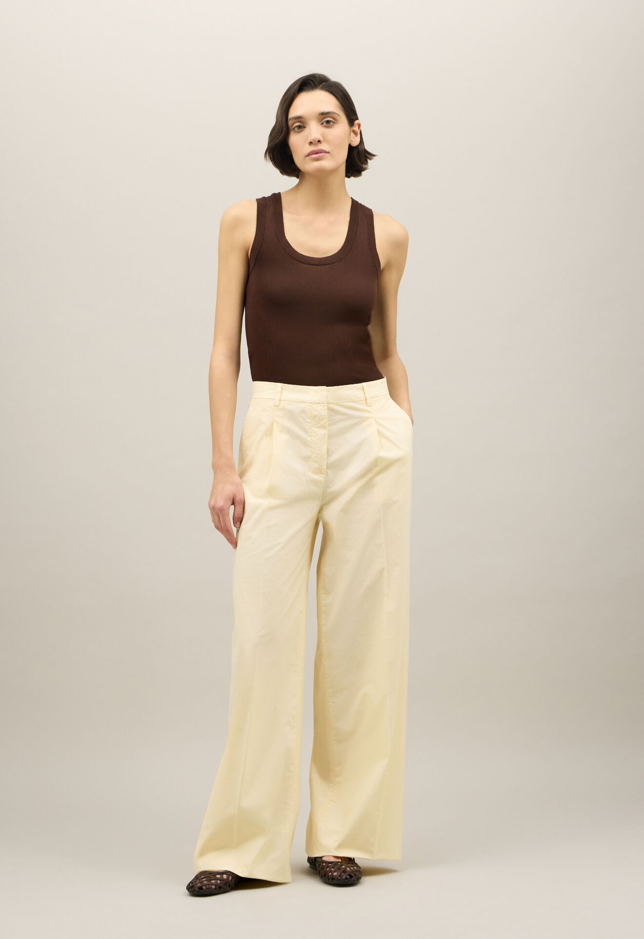 Boglioli Light Popeline Palazzo Trousers Beige 88055QSB3439002150205