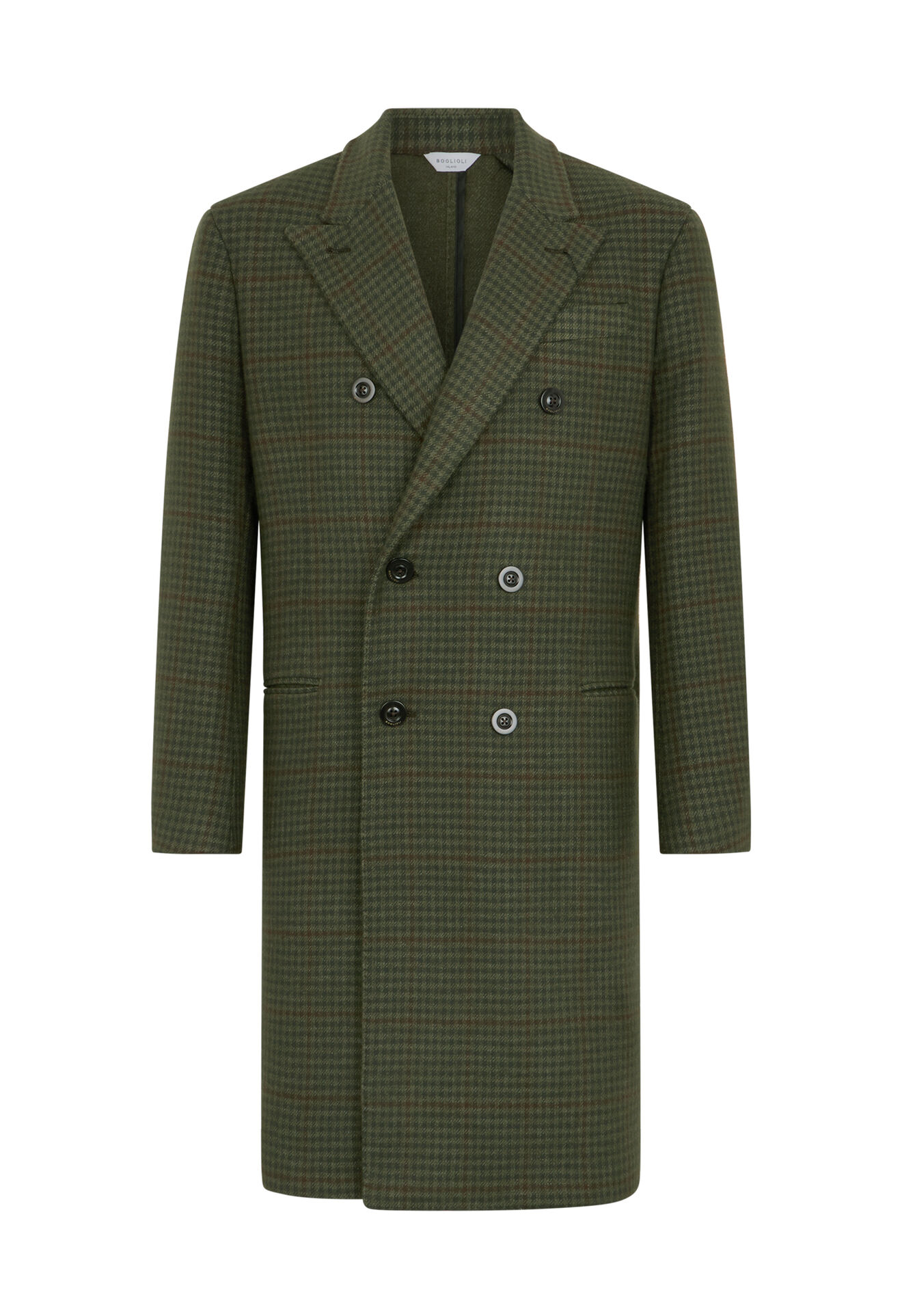 Boglioli Wool Vichy double-breasted K-Coat Green C6501JFB4410001800595