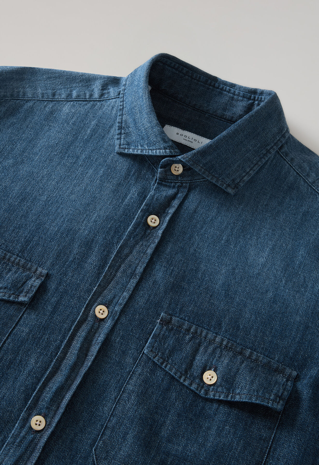 Boglioli Denim Western Shirt Blue Denim 589LSB6855001080600