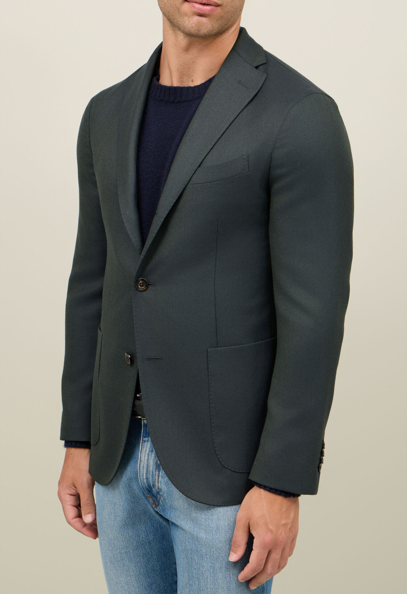 Boglioli Wool Hopsack K-Jacket Dark Green N2902EFA005100150R0575