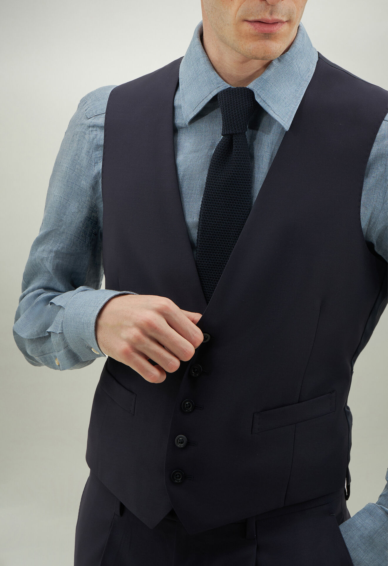 Boglioli Wool Satin three pieces B-Line Suit Blue J96U2BSA0001001696R0790