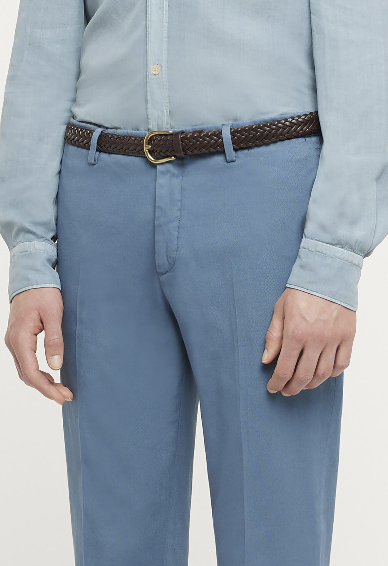 Boglioli Sky blue stretch cotton piqué trousers Sky blue 80915QBAP420001086R0660