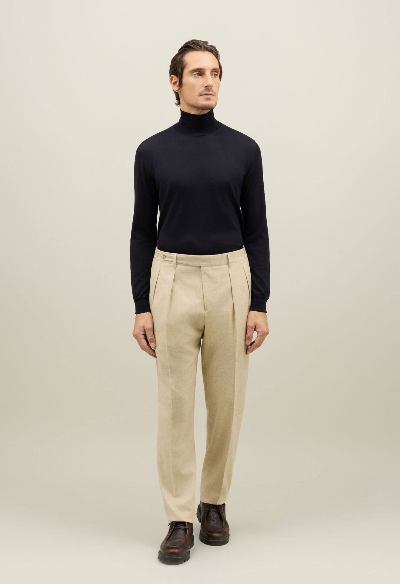 Boglioli Flannel Mario Trousers Beige 89898FB5108001080250