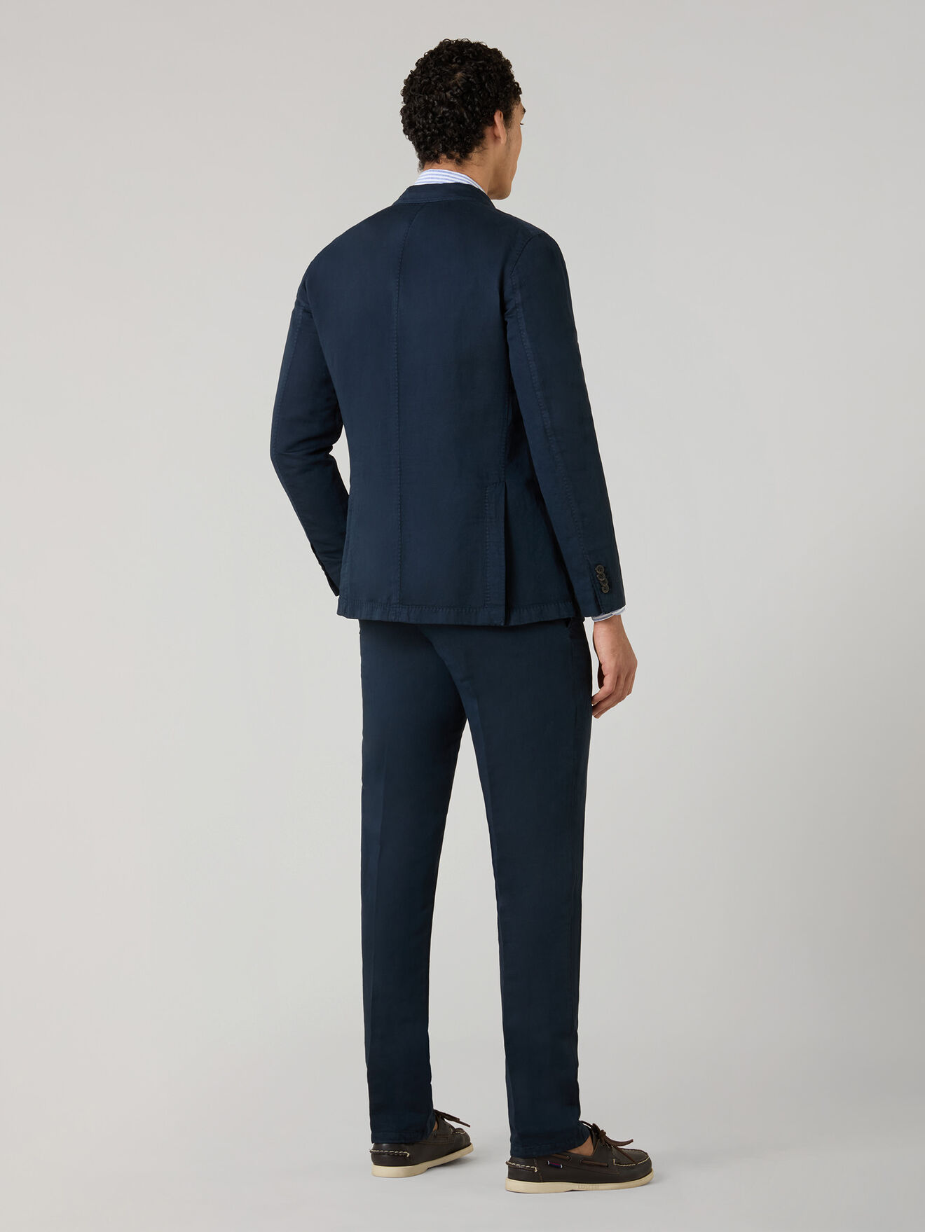 Boglioli Garment Dyed Cotton Linen Satin double-breasted Dover Suit Blue X42H2QSA0444001236R0784