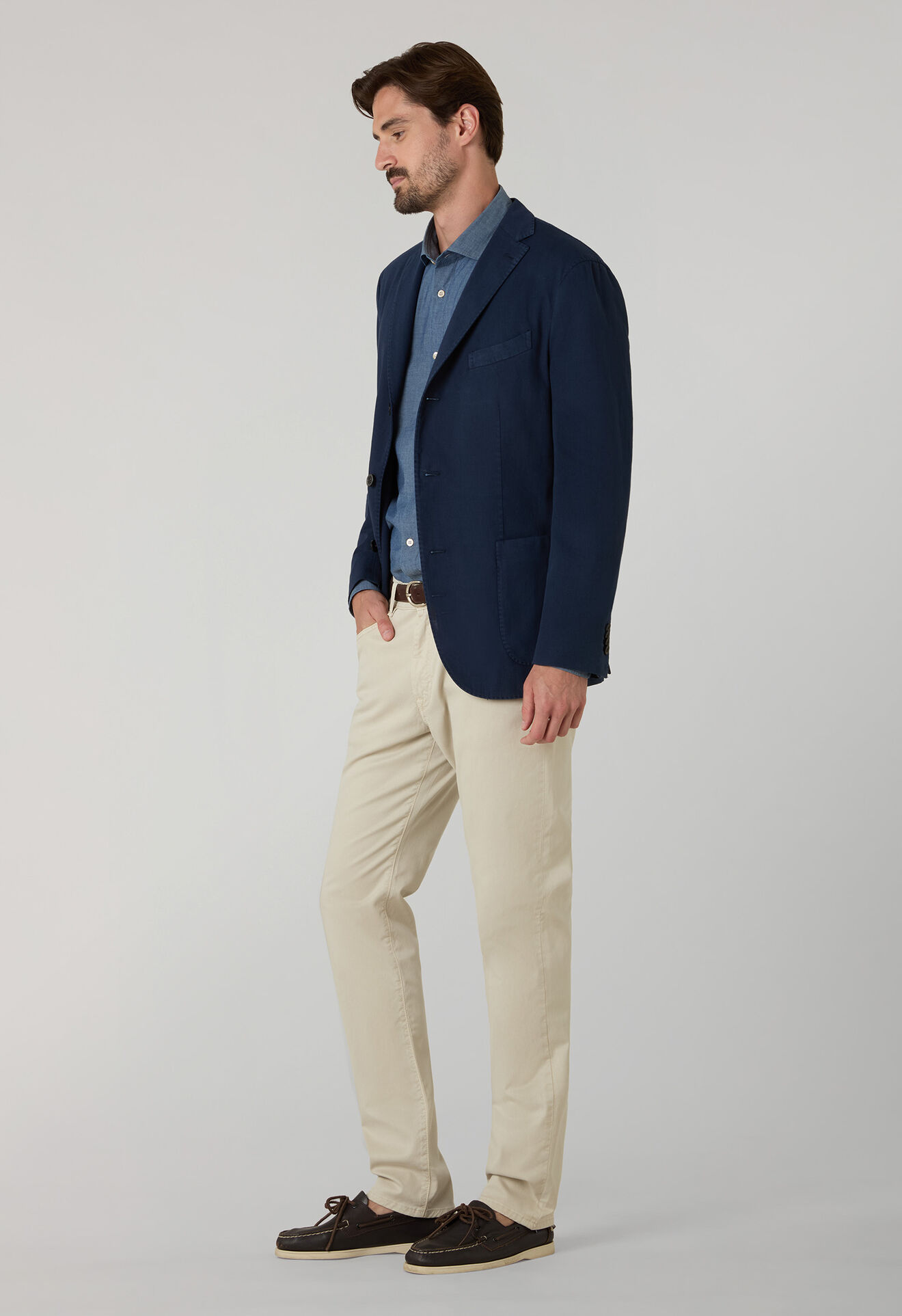 Boglioli Garment Dyed stretch Cotton K-Jacket Blue N2902QSB675400150R0784