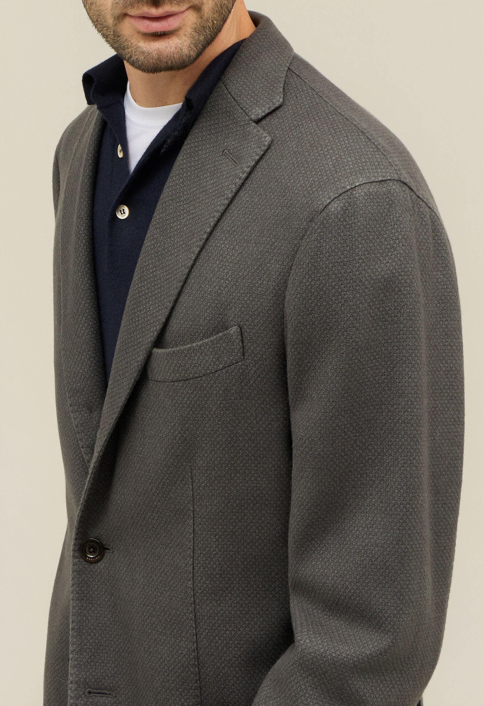 <美品>BOGLIOLI K.JACKETグレー ウールカシミヤ ジャケット44 Garment Dyed Cashmere micro-structure K-Jacket in Grey