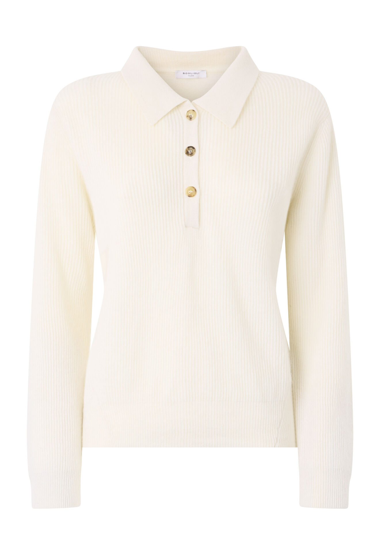 Boglioli Ribbed Cashmere Polo White 92100FB4946002150110