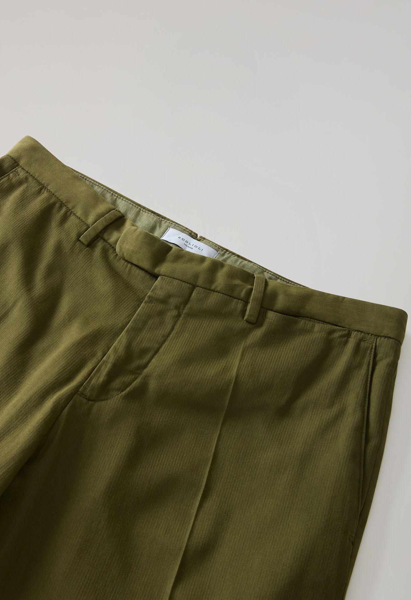 Boglioli Garment Dyed Cotton micro-herringbone Trousers Green 80882QSB6753001080565