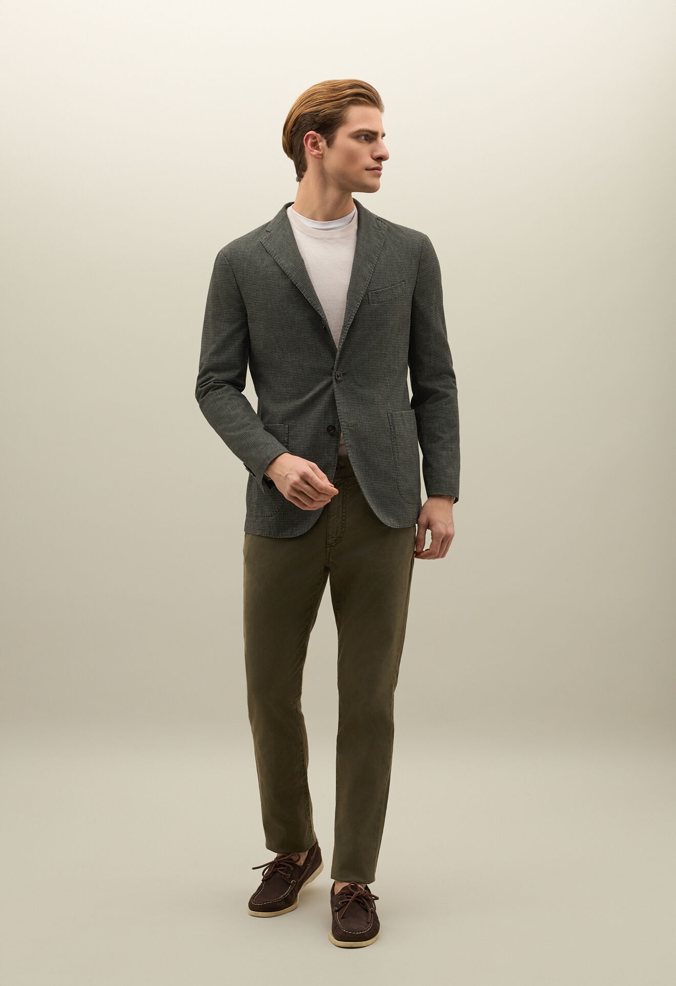 Boglioli St&uuml;ckgef&auml;rbte K-Jacket aus Baumwoll-Mischung Gr&uuml;n N2902QSB541700150R0570