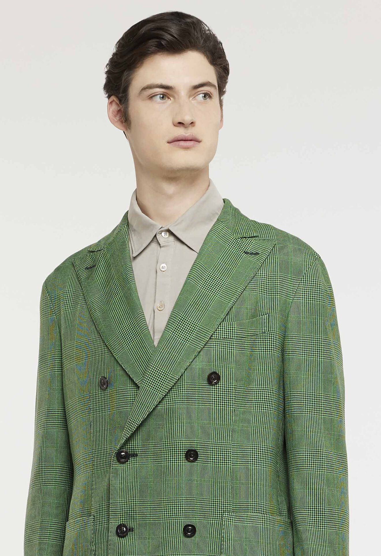 Boglioli Giacca K-Jacket in 100% seta principe di Galles Verde e Nero Verde N4302JSB344600150R0556