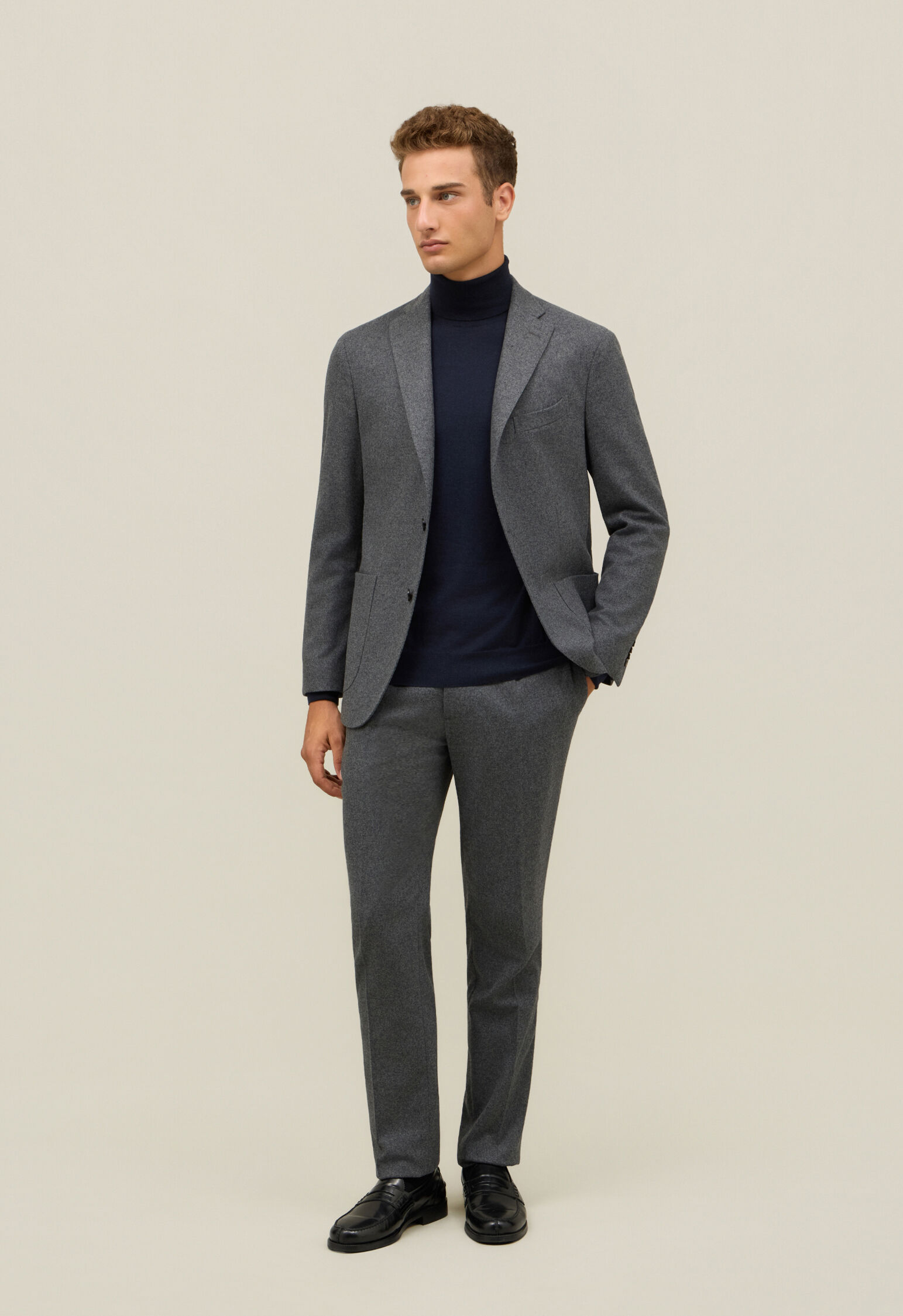 Flannel K-Suit in Grey: Luxury Italian Suits | Boglioli®