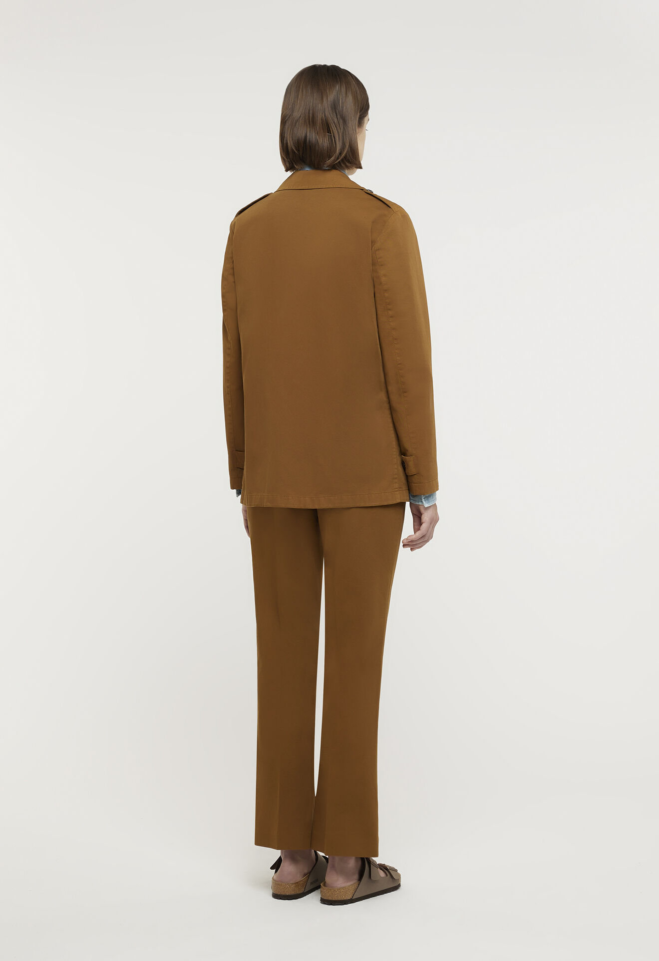 Boglioli Field Jacket Femme en gabardine de coton et lin marron Marron ZD317QBVC421002140441