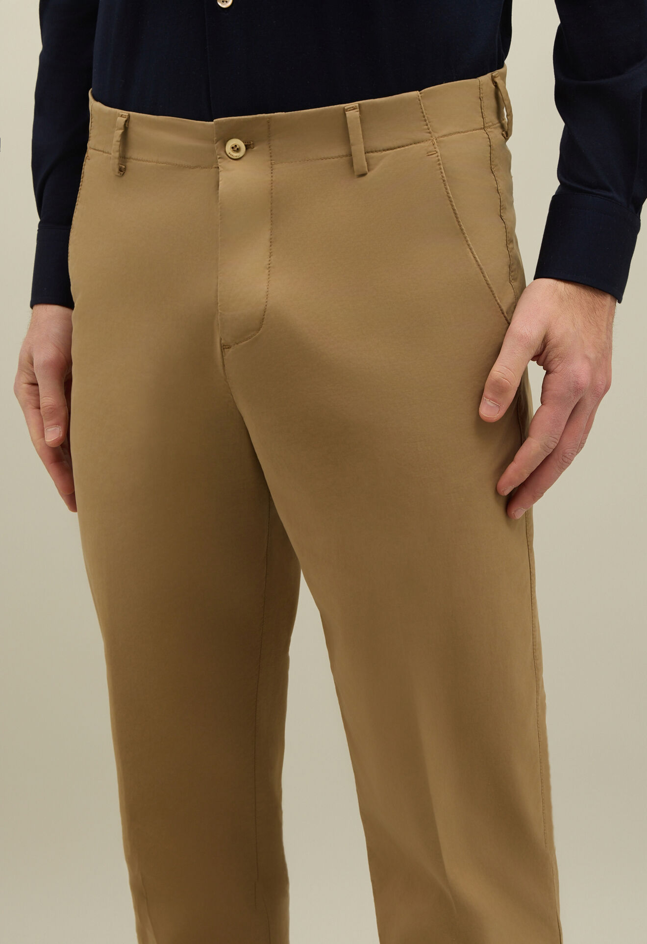 Boglioli St&uuml;ckgef&auml;rbte Loose-Hose aus Baumwolle Hellbraun 80888QSB5751001086R0315