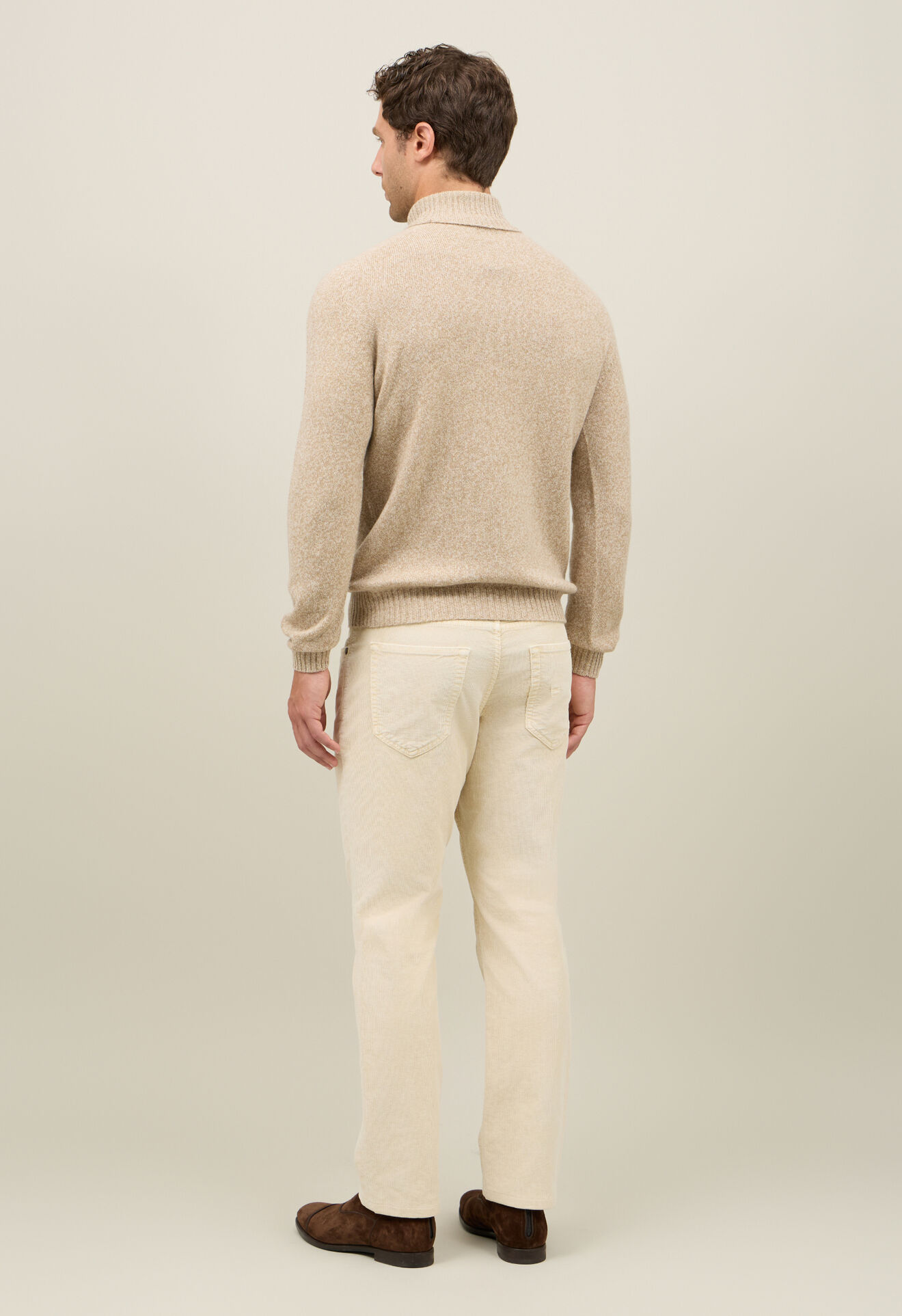 Boglioli Rollkragenpullover aus Wolle und Mouliné-Kaschmir Beige 91565FB5804001080260