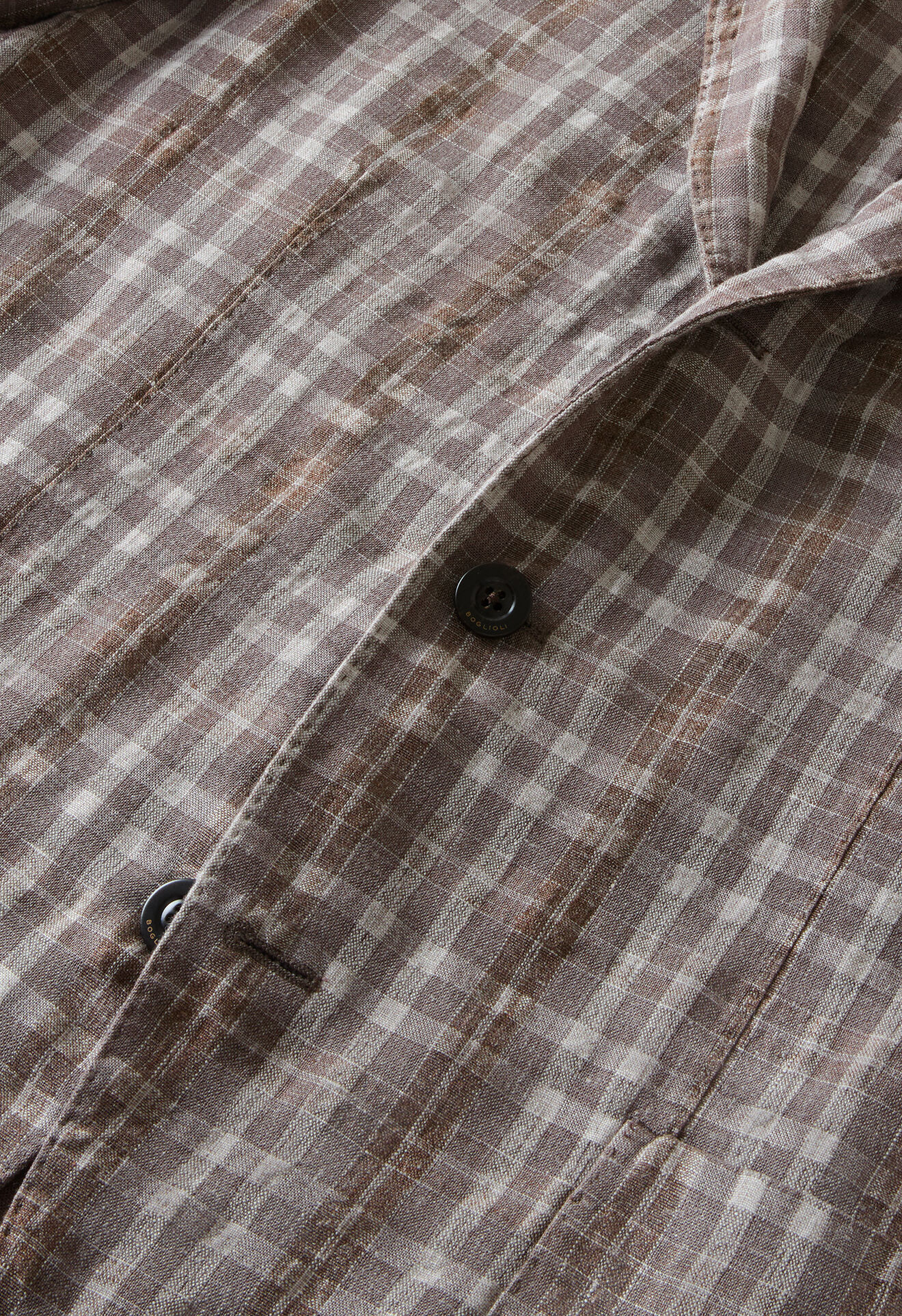 Boglioli Tartan Wool Linen Silk K-Jacket Brown/Pattern N2902JSB642500150R0480