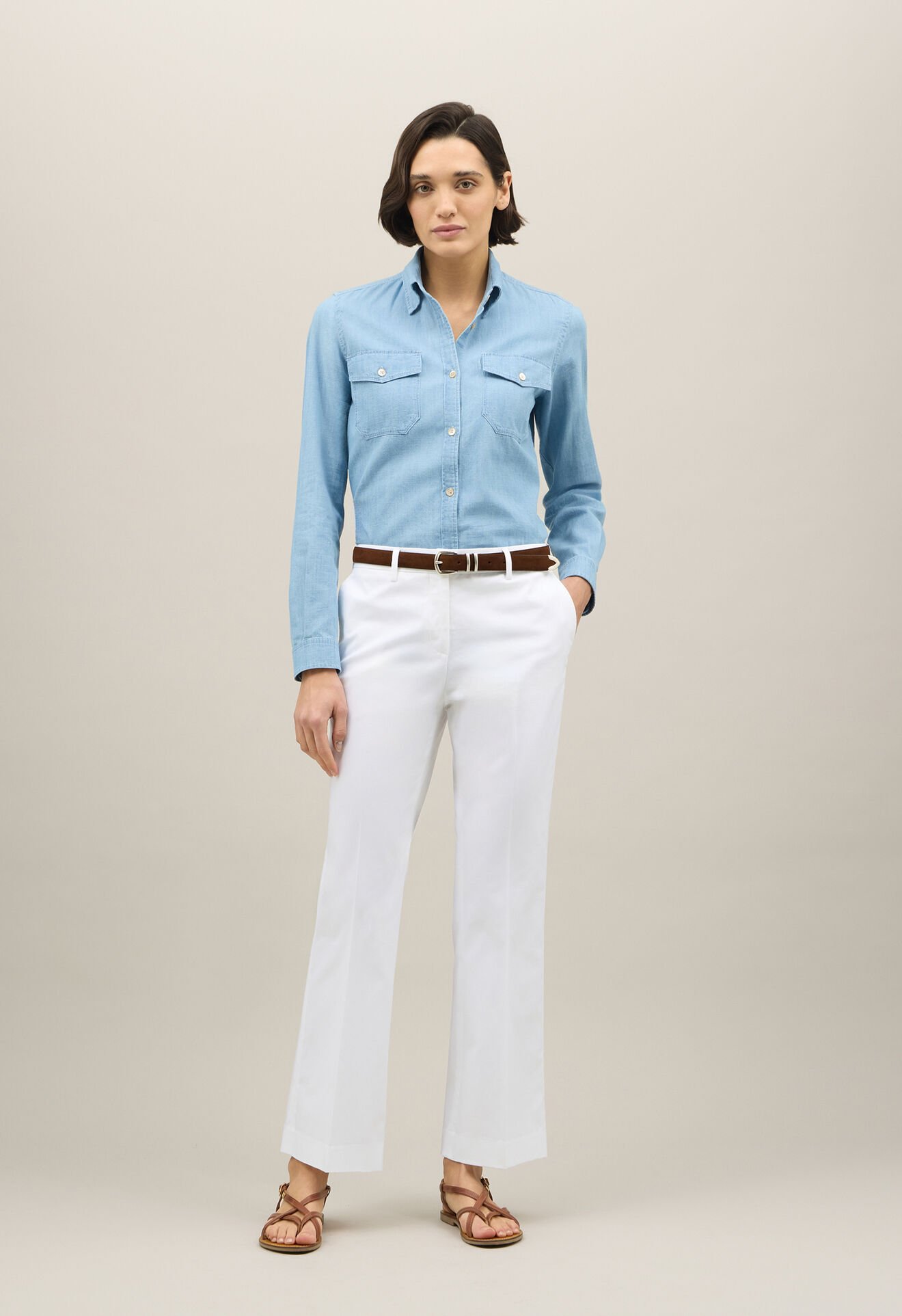 Boglioli Cotton Flared Trousers White 88047SB5936002150101