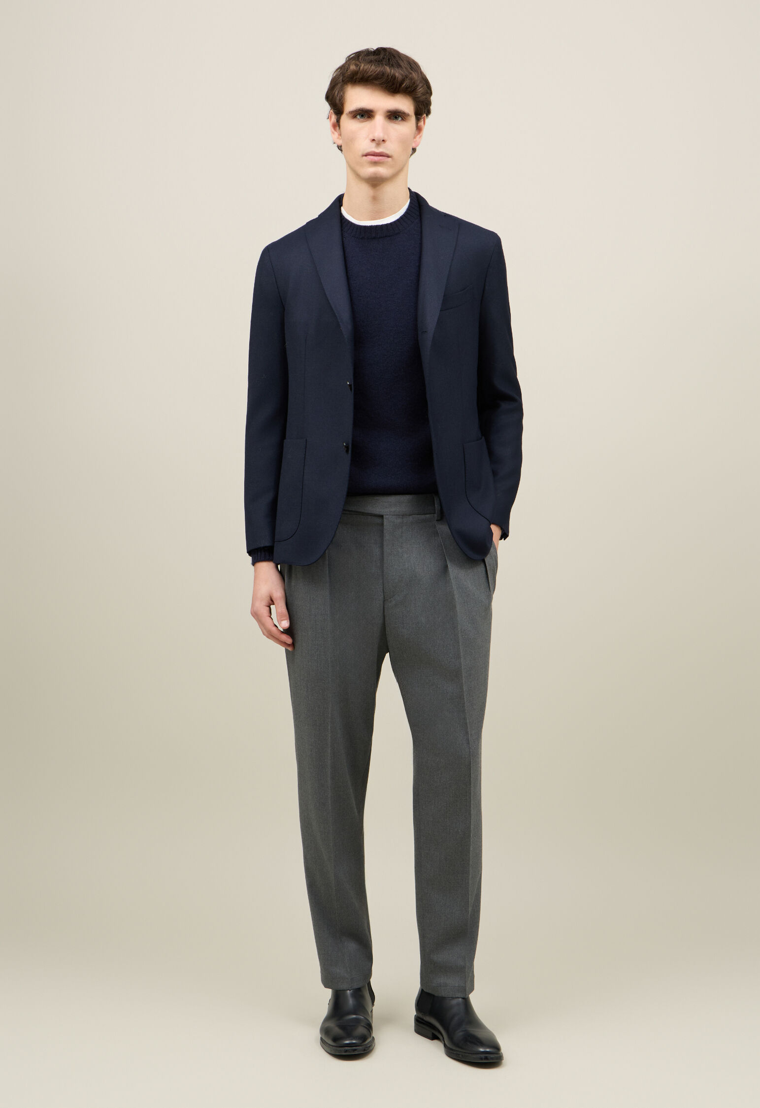 Wool Hopsack K-Jacket in Blue: Luxury Italian Jackets for Men