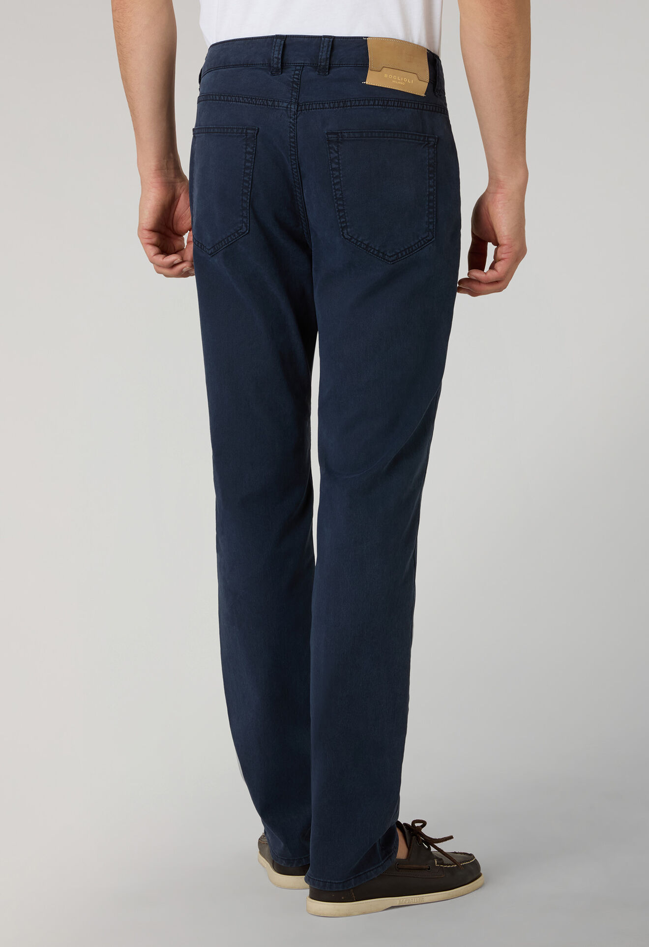 Boglioli Garment Dyed Cotton Silk 5-Pocket Trousers Blue 89889QSB3754001080784