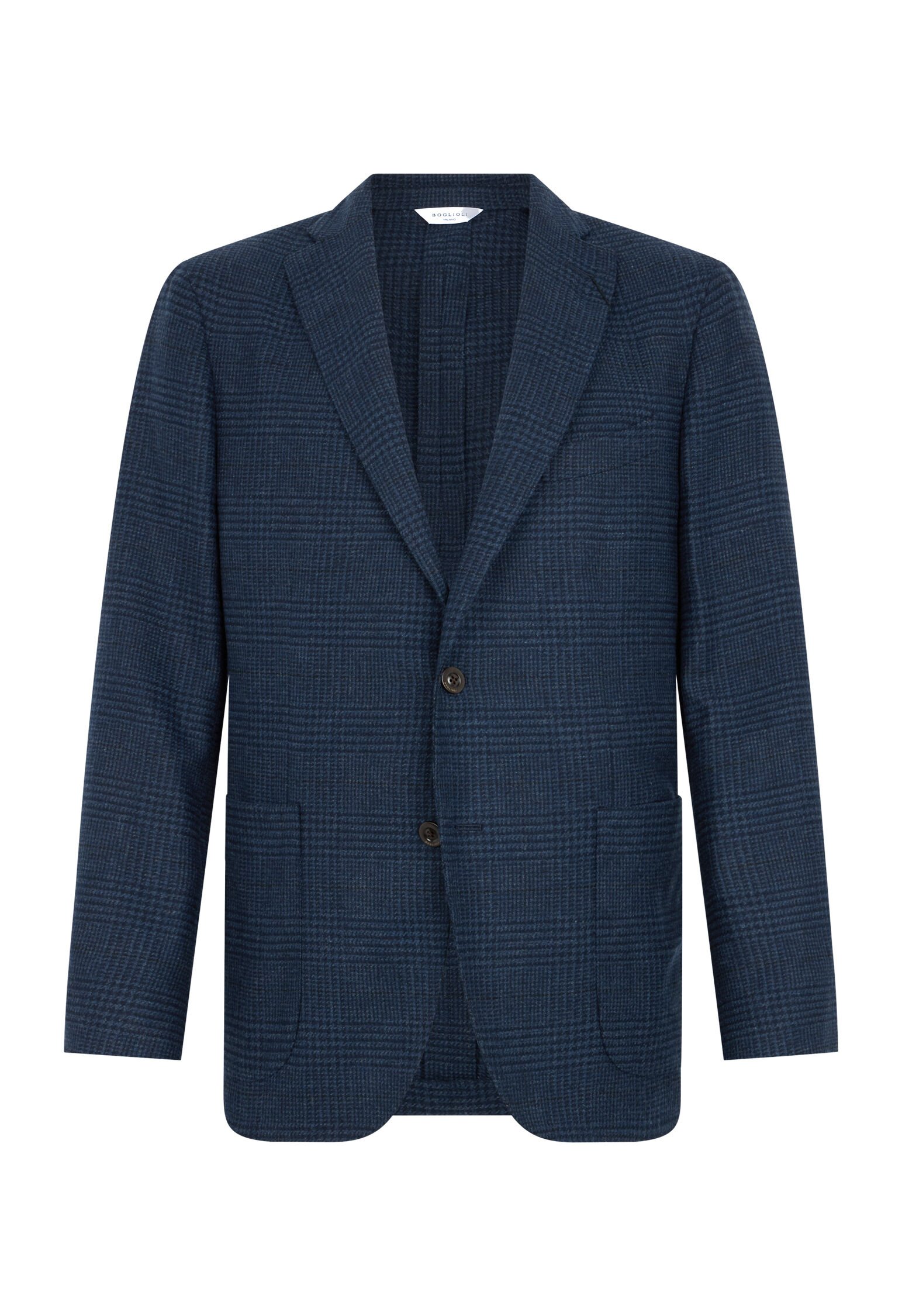 Prince of Wales Wool blend K-Jacket in Blue: Luxury Italian