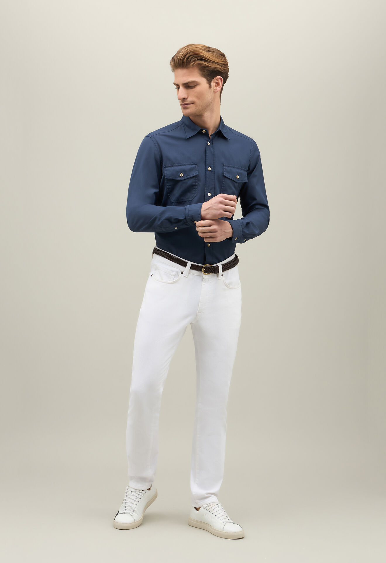 Boglioli Garment-dyed poplin Shirt Blue 589TSB4857001080793