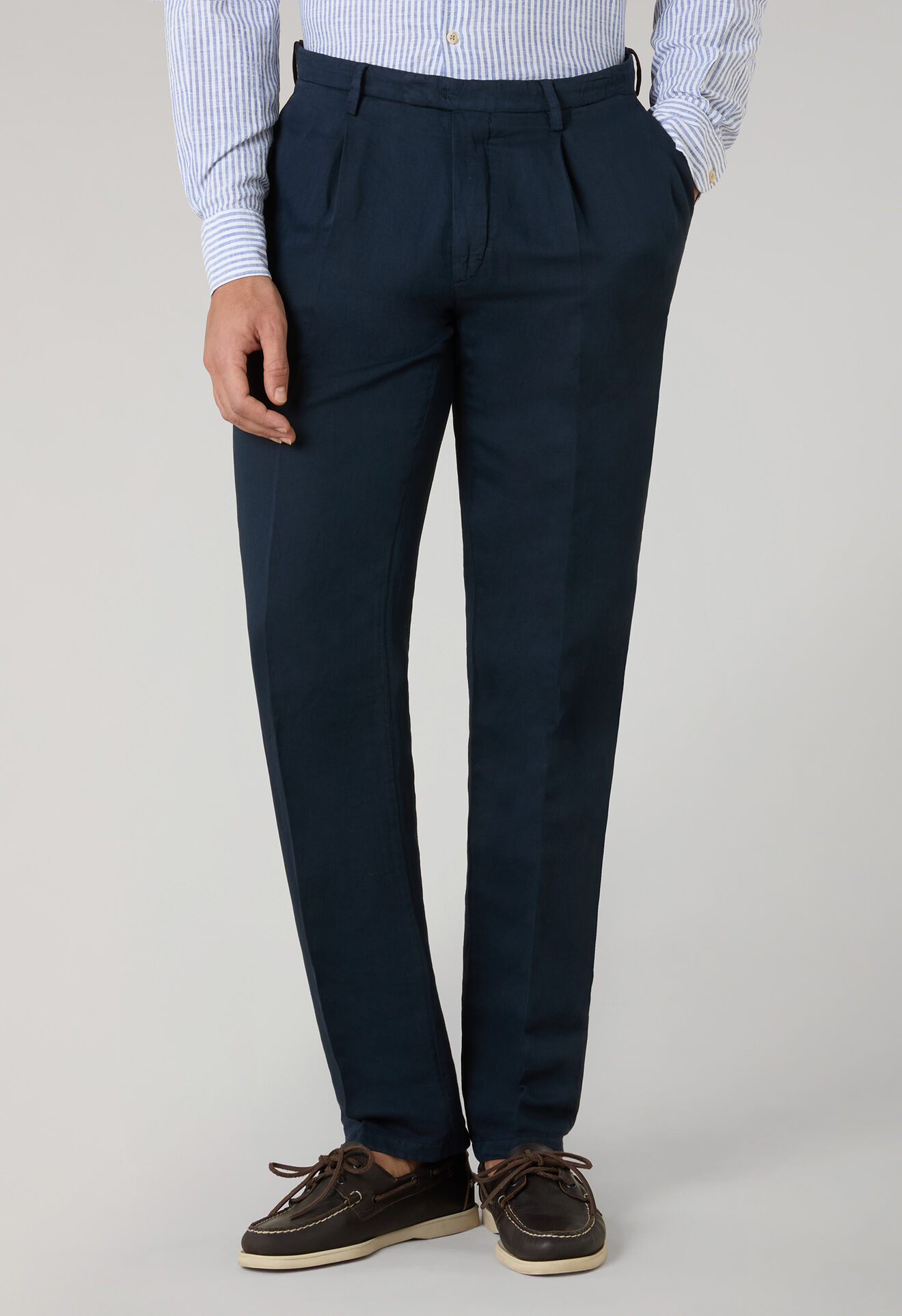 Boglioli Garment Dyed Cotton Linen Satin double-breasted Dover Suit Blue X42H2QSA0444001236R0784