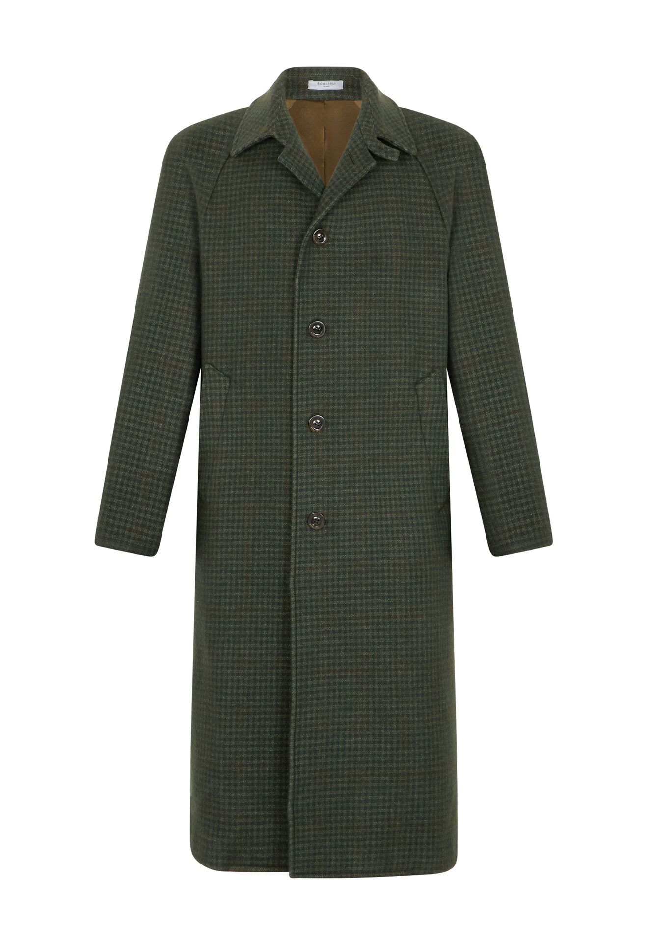 Boglioli Wool Vichy Raglan Coat Green C3701JFB4410001800595