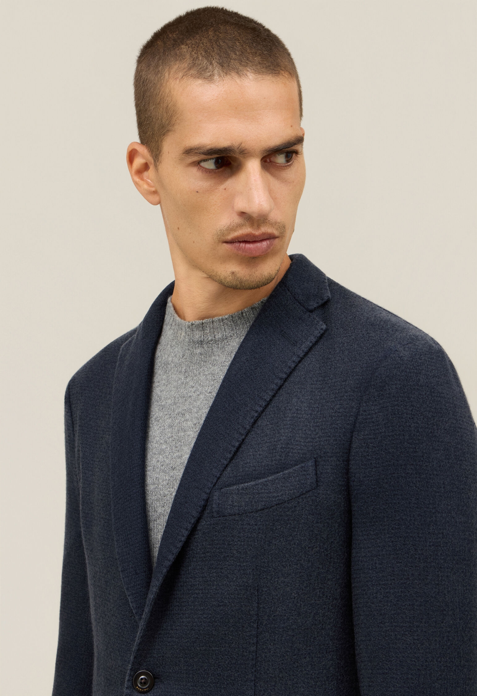 Garment Dyed Cashmere K-Jacket in Blue: Luxury Italian Jackets for