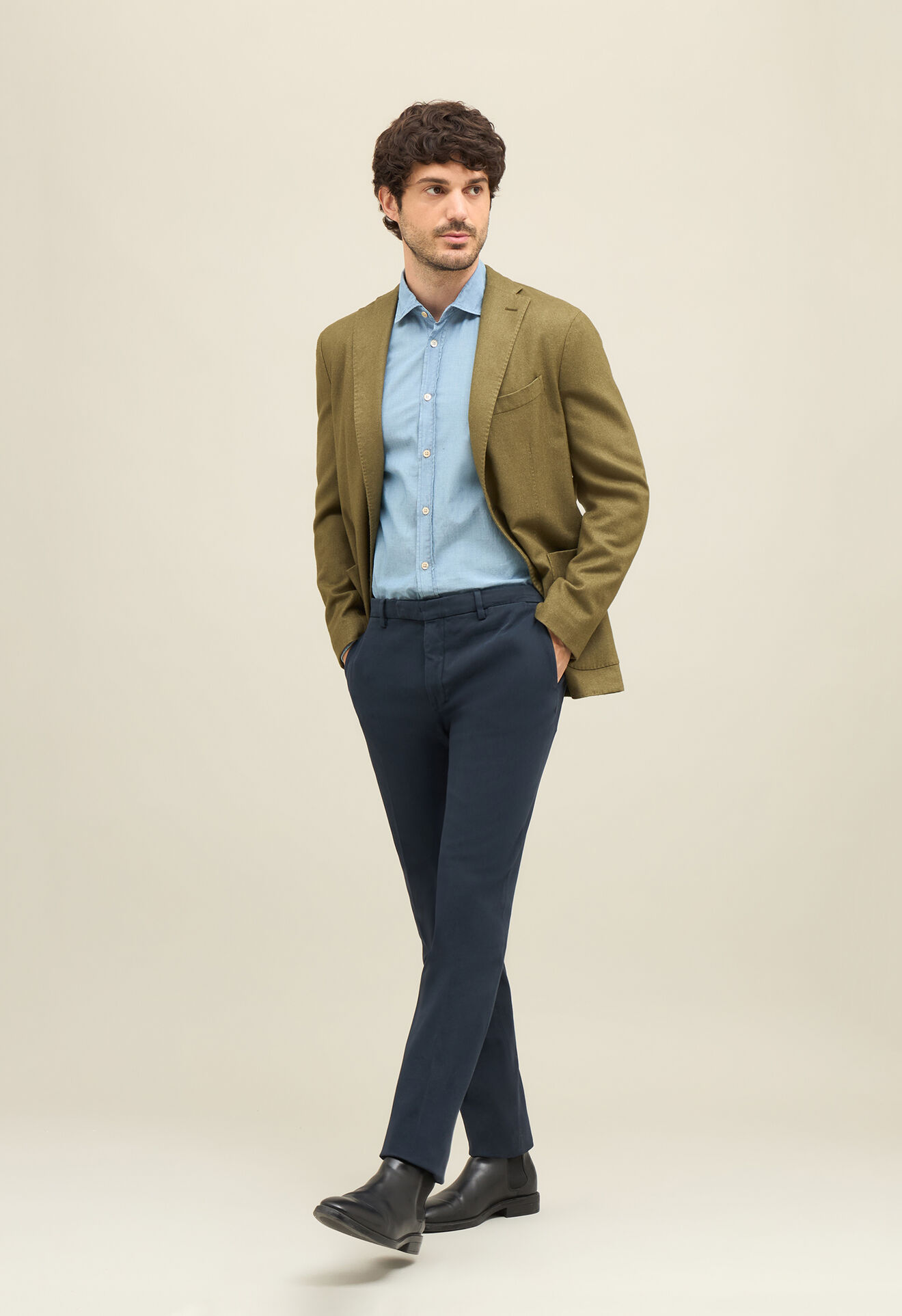 Boglioli Garment Dyed Wool K-Jacket Green N1302JFA041500150R0560