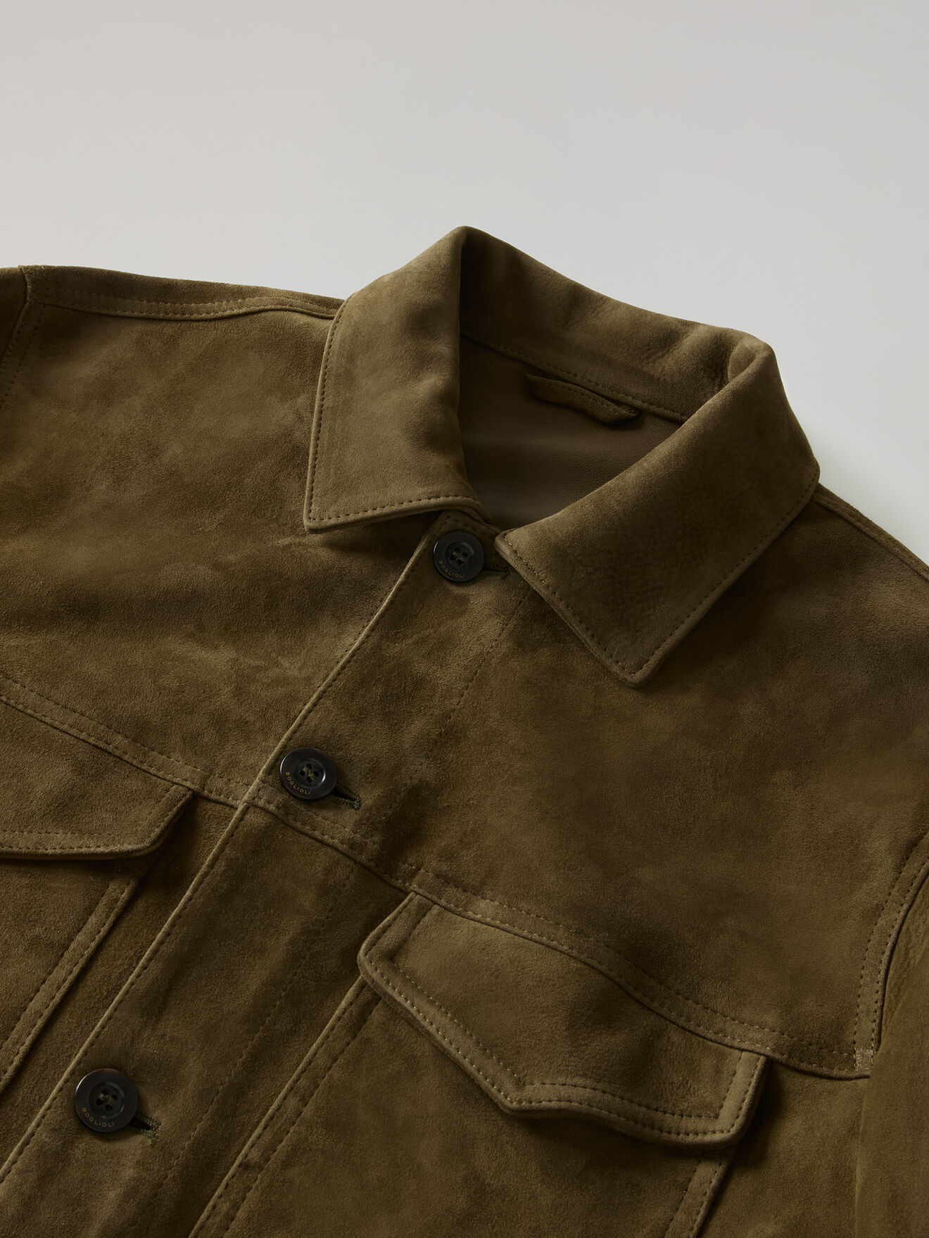 Boglioli Suede Workwear Jacket Dark Khaki OCP509SB5901001800560