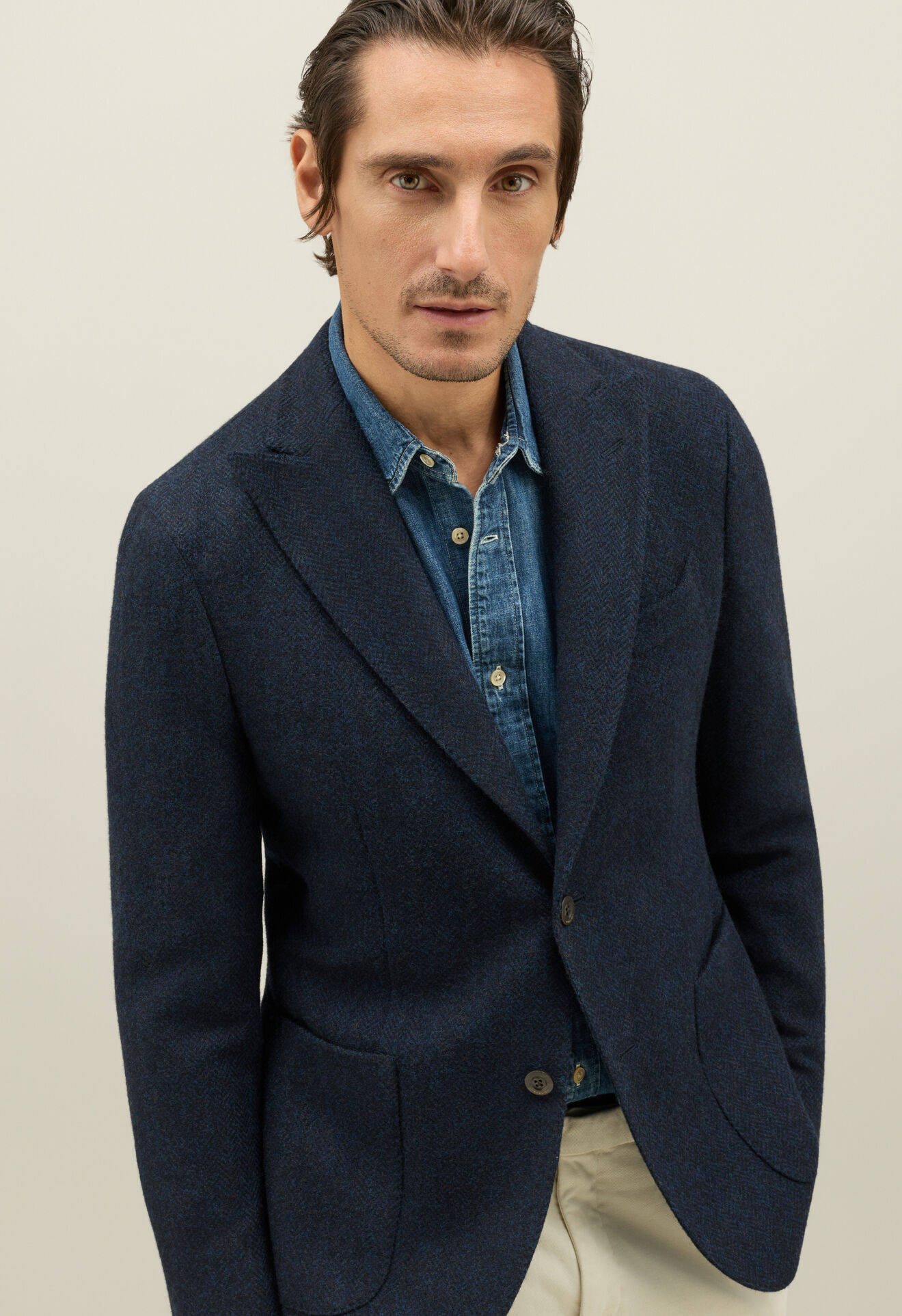 Boglioli Shetland Wool K-Jacket Blue N6302EFA005200150R0785