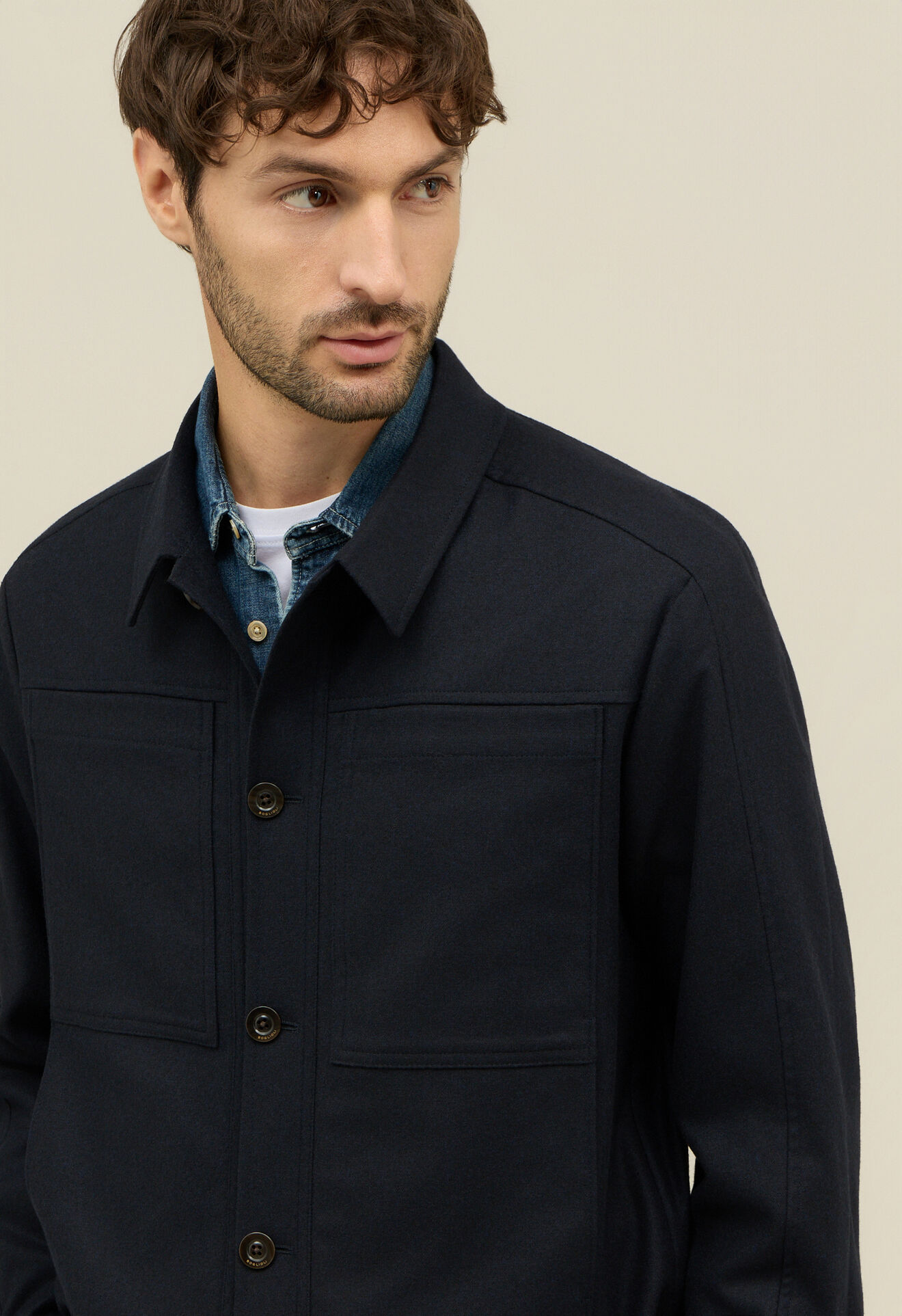 Boglioli Flannel Boxie Jacket Blue 62200EFB510800109R0790