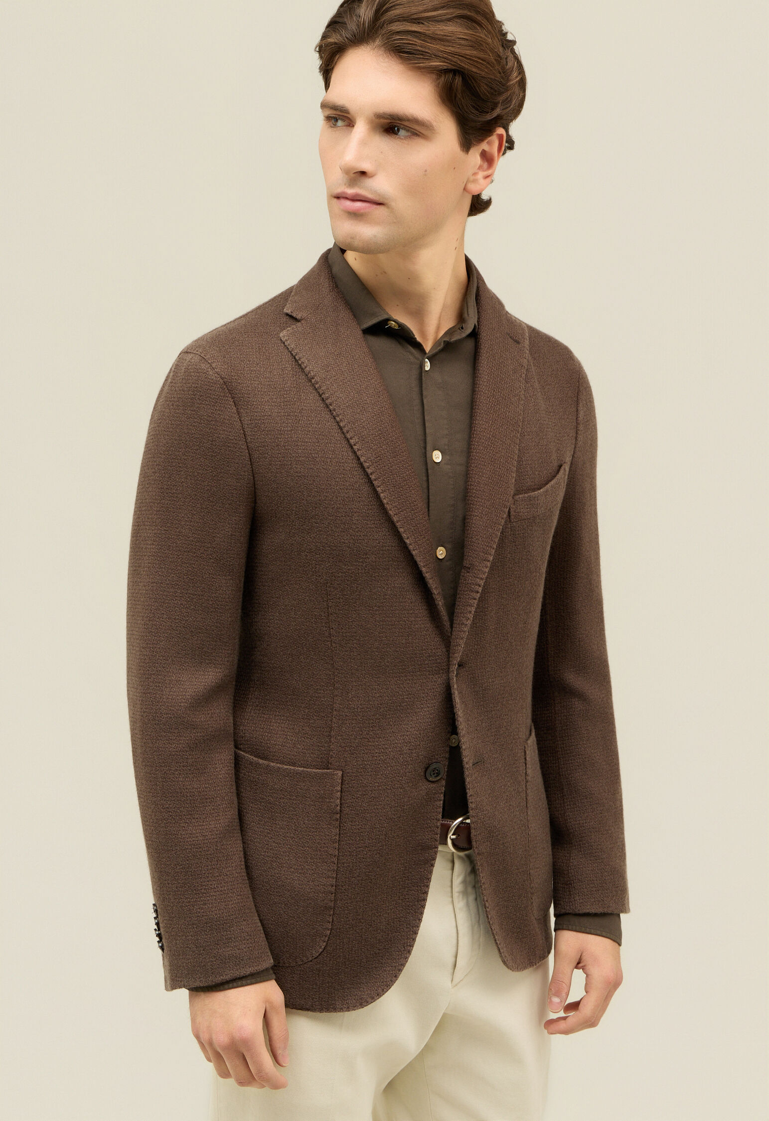 Garment Dyed Cashmere K-Jacket in Brown: Luxury Italian Jackets