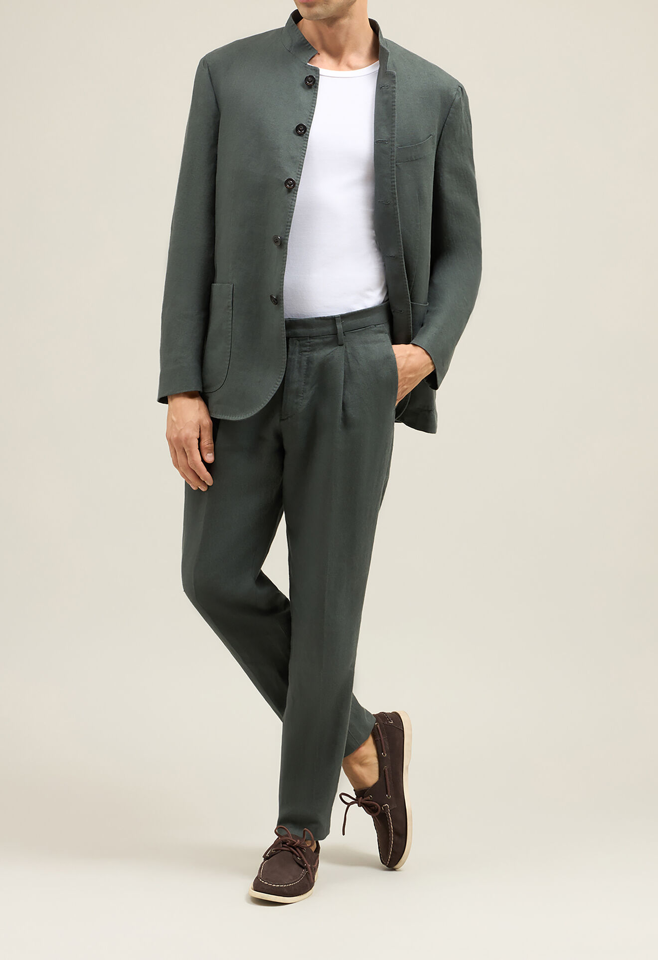 Boglioli Irish Linen pleated trousers Green 80912WBVC100001086R0570