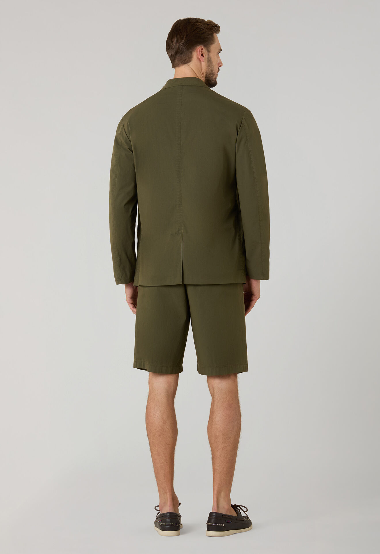 Boglioli Garment Dyed Popeline Papier Khaki Bermuda Suits Green 636I1QSB6418001096R0565