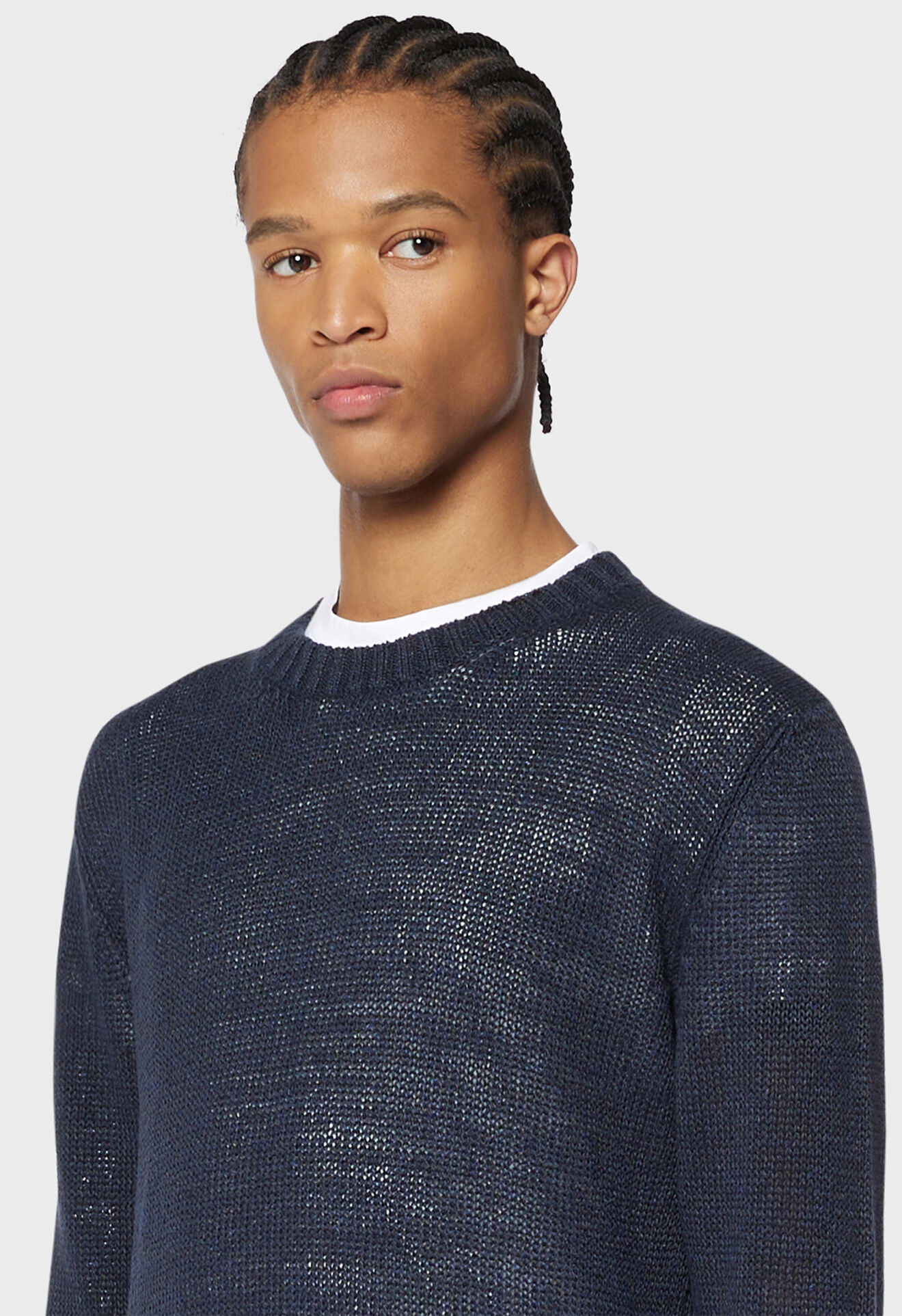 Boglioli Dark blue 100% linen crewneck sweater Dark blue 91543SB3814001080790