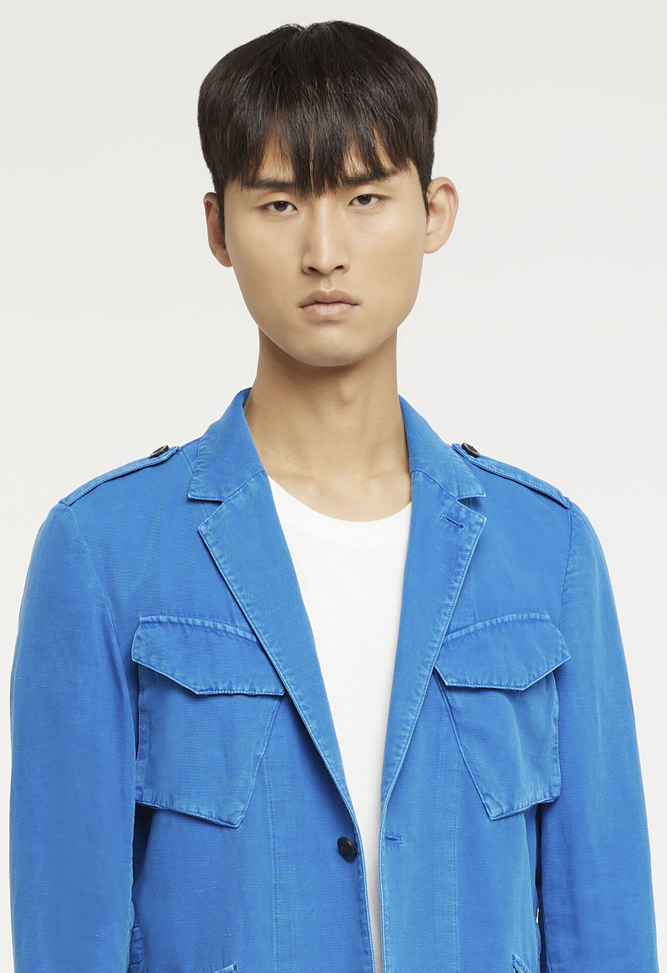 Boglioli Blue cotton and linen Sahara jacket Sky blue OC164QBVC42000180R0668