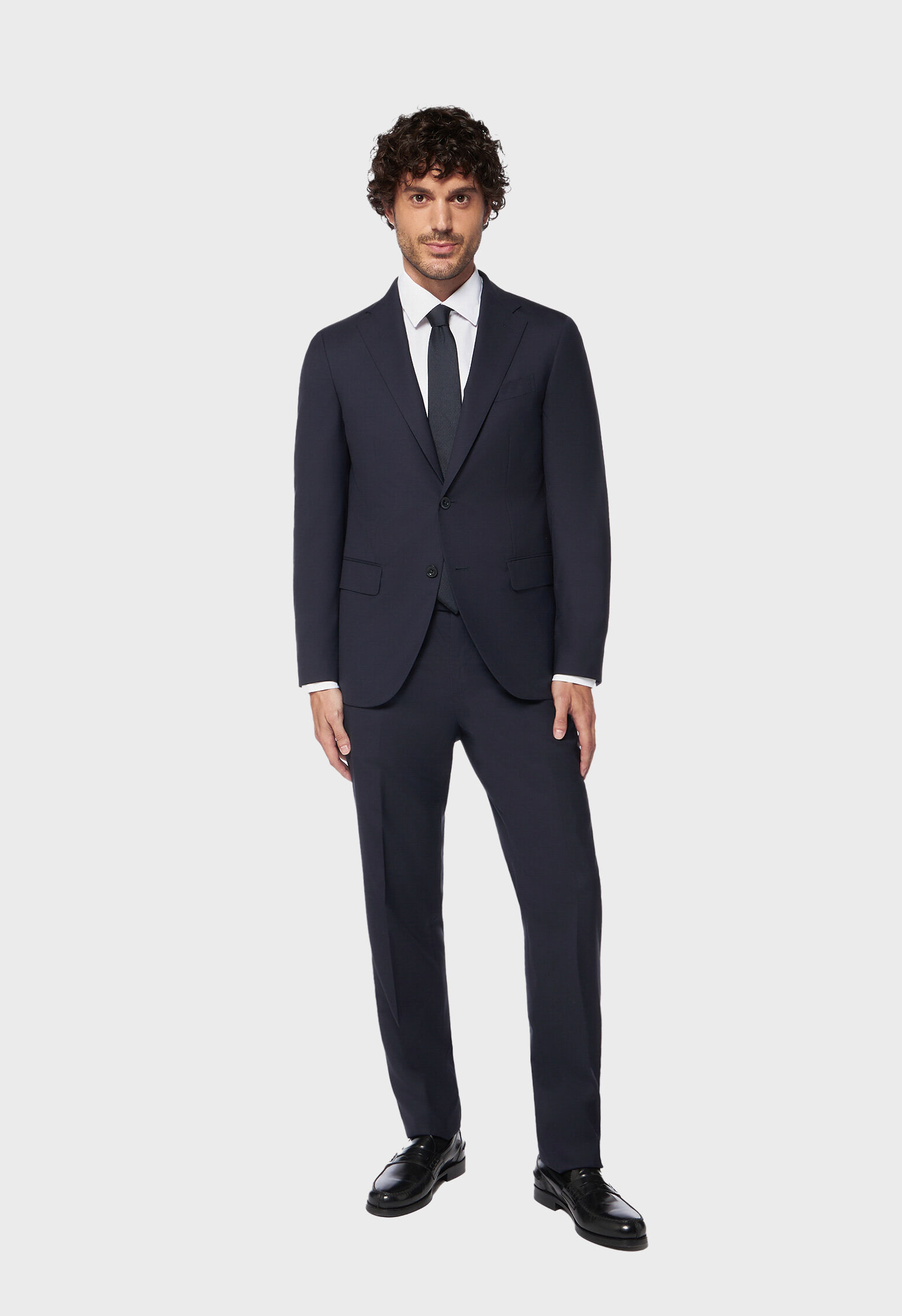 100% Virgin wool B-Line suit in Dark Blue: Luxury Italian Suits