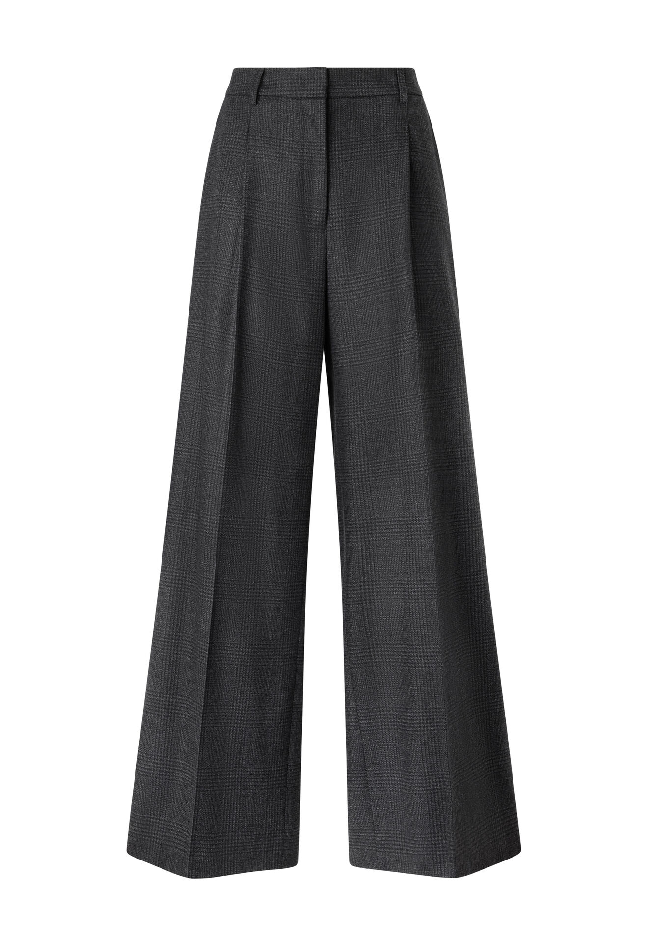 Boglioli Prince of Wales flannel wide-leg Trousers Grey 88055FB4723002150865