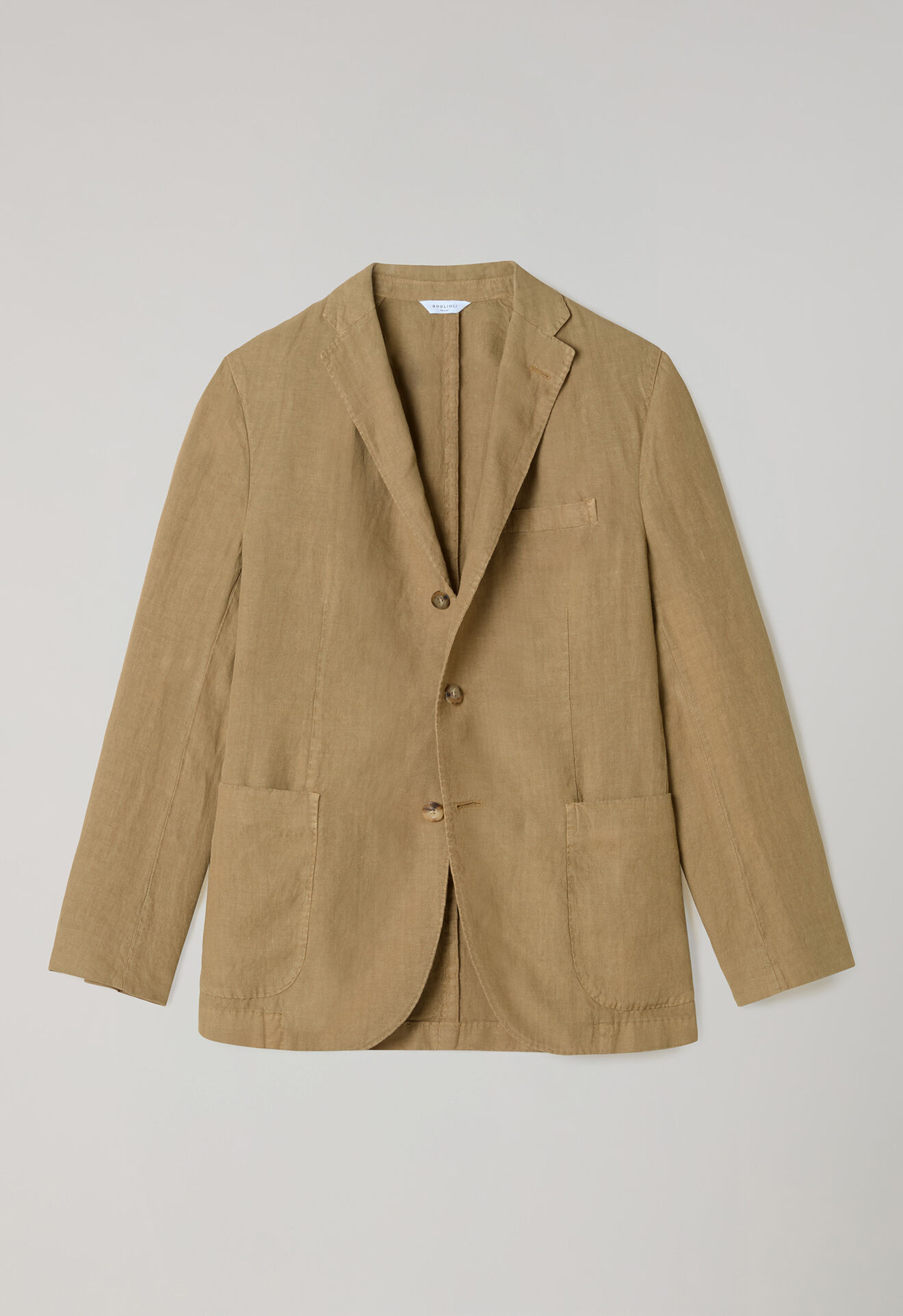 Boglioli Garment Dyed Linen K-Jacket Camel N2902QSA042600150R0316