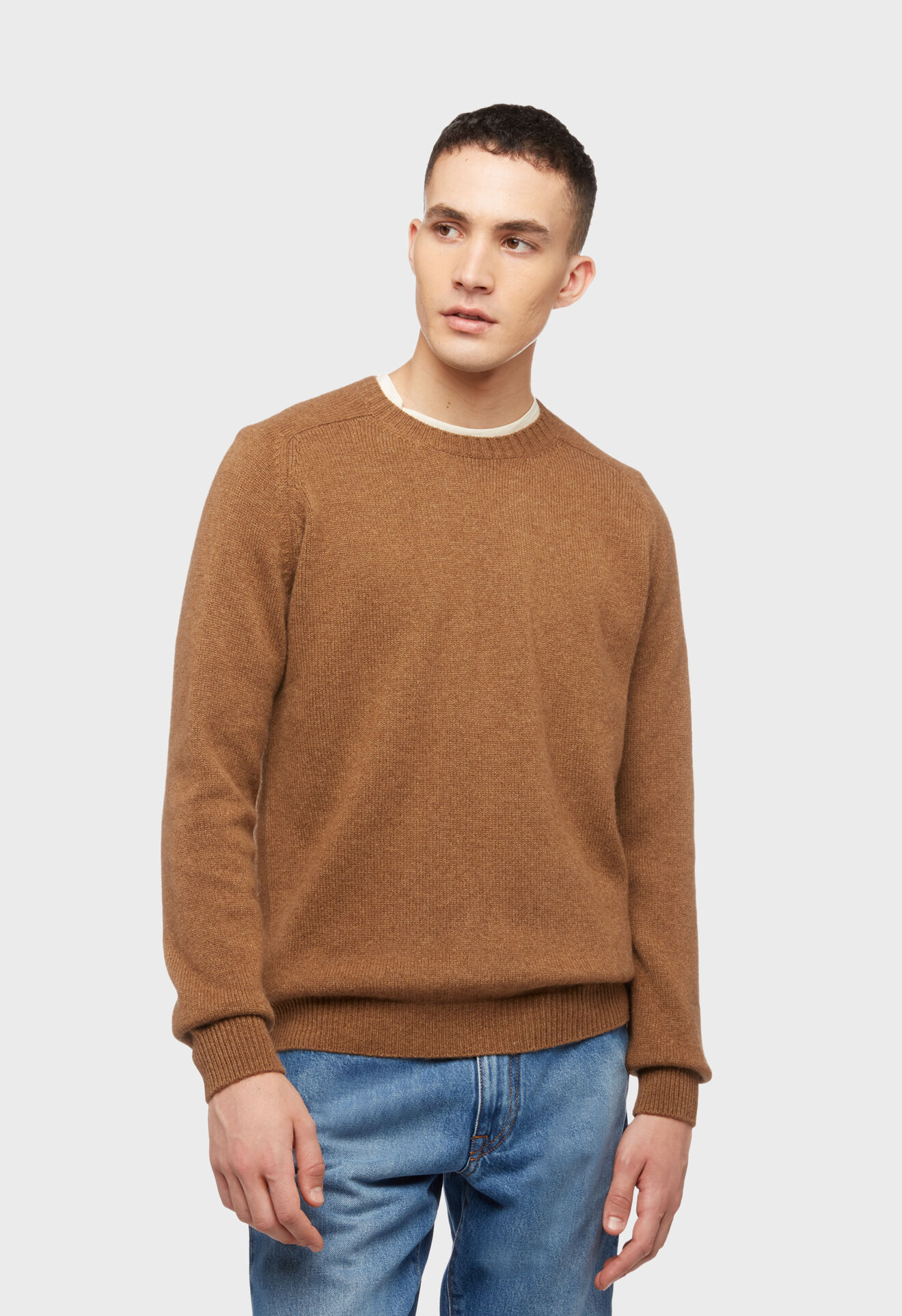 Pure cashmere crewneck sweater in Brown: Luxury Italian Knitwear