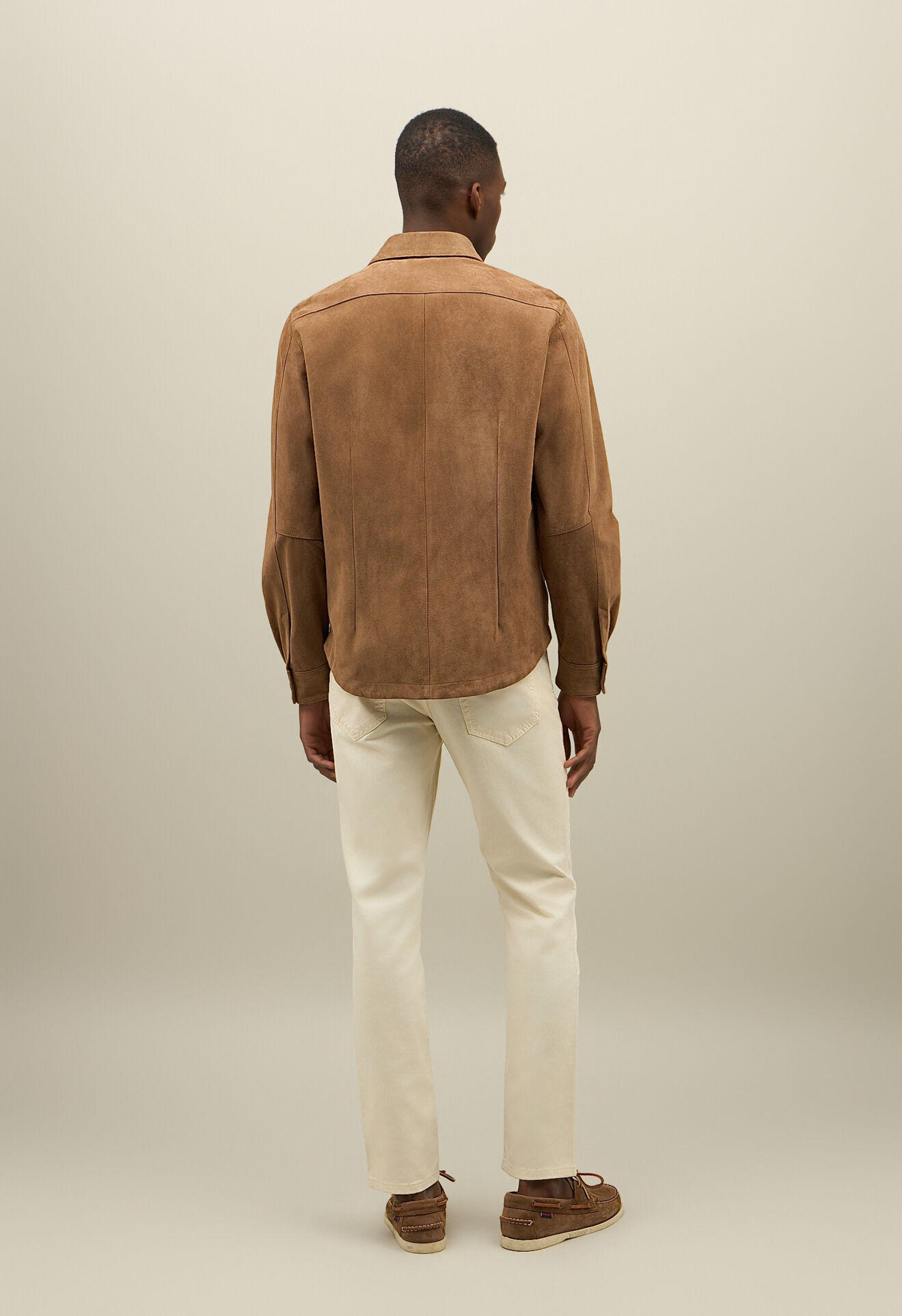 Boglioli Veloursleder-Overshirt Dunkel Beige OCP505SB5901001800250