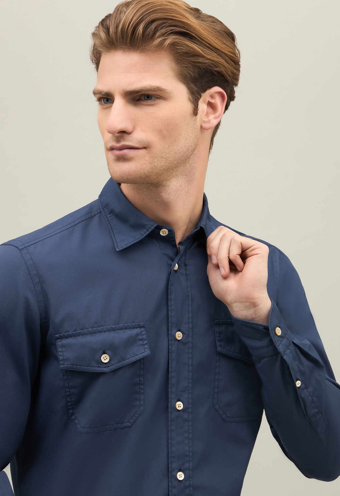 Boglioli Garment-dyed poplin Shirt Blue 589TSB4857001080793