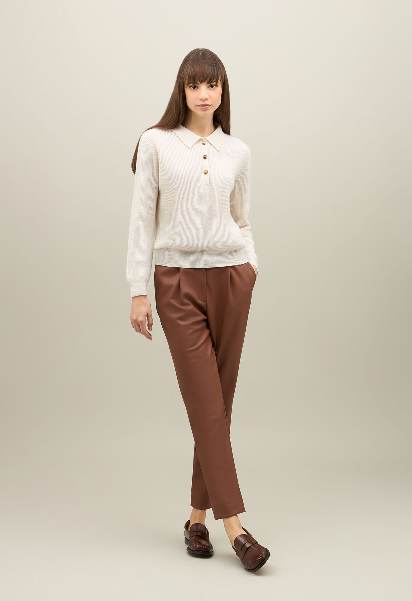 Boglioli Ribbed Cashmere Polo White 92100FB4946002150110