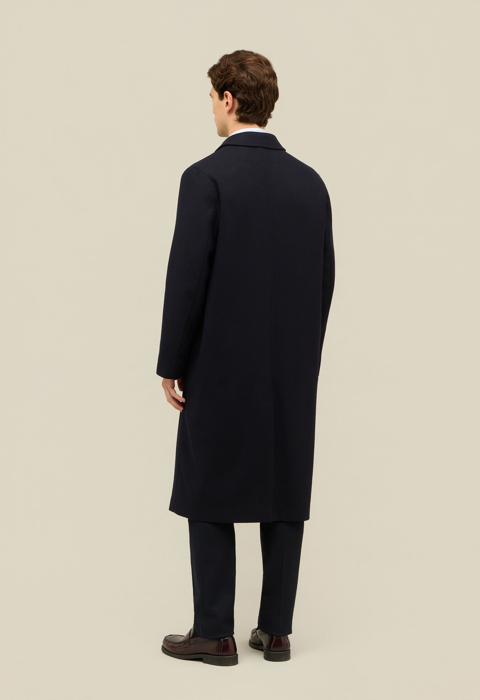 Wool Felt Loden Coat in Blue: Luxury Italian Coat for Men | Boglioli®